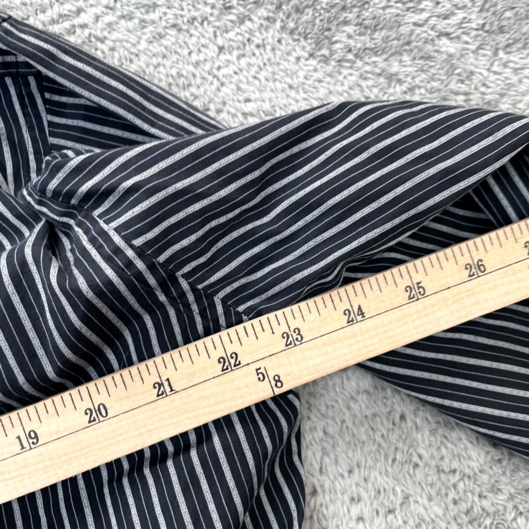 Banana Republic VINTAGE Banana Republic Shirt Mens L Black Dress Striped Cotton Button Up Business Size 42R - 7 Thumbnail