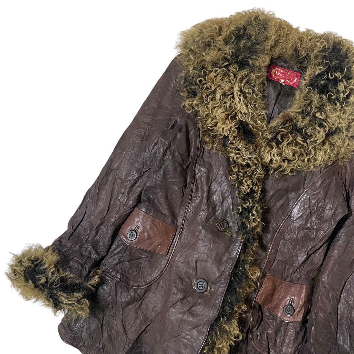 14th Addiction Y2k Sheep Leather Fur Jacket kmrii midas fuga gothic style Size S / US 4 / IT 40 - 8 Thumbnail