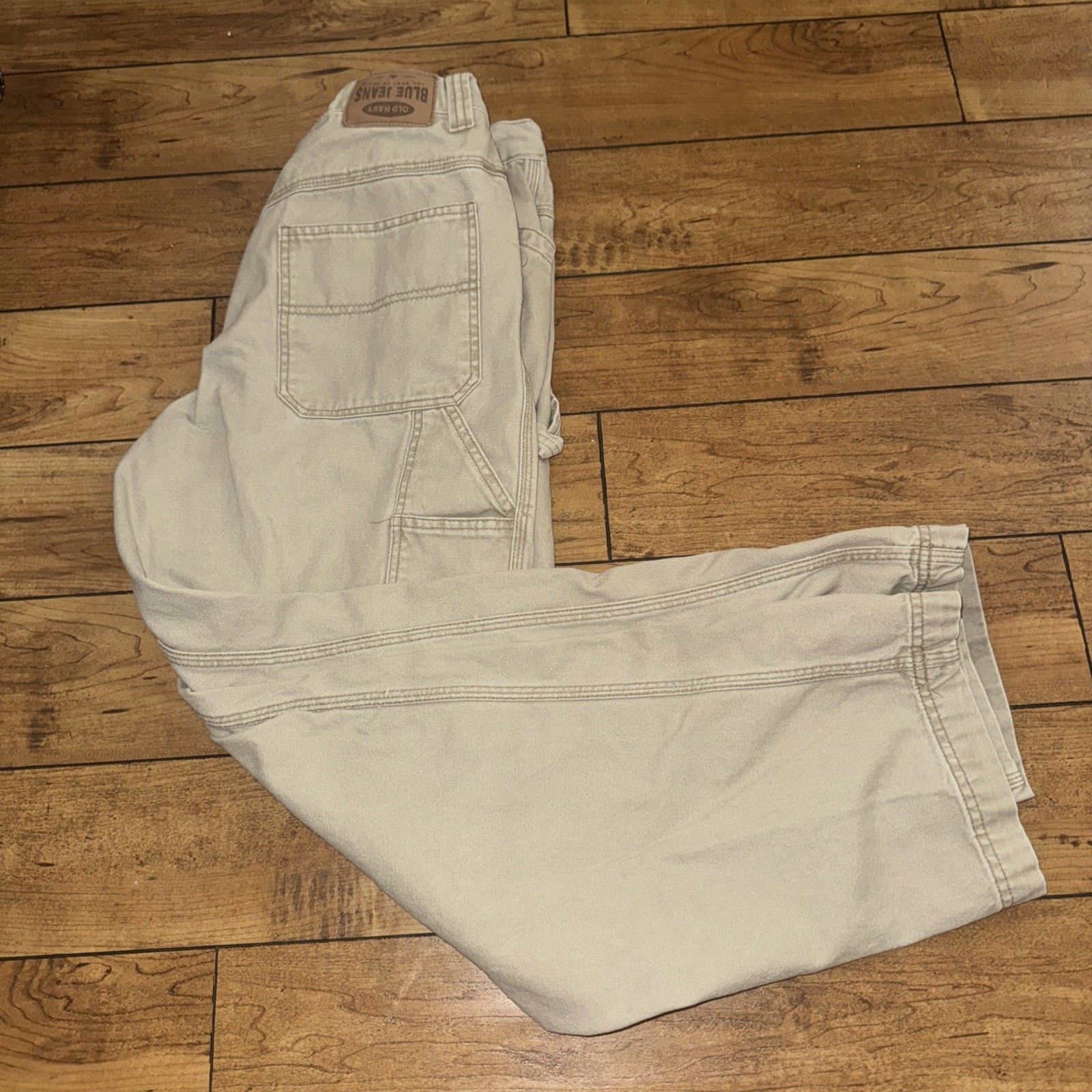 Old Navy × Vintage Vintage Old Navy Canvas Carpenter Pants Tan 30x32 Size US 30 / EU 46 - 1 Thumbnail