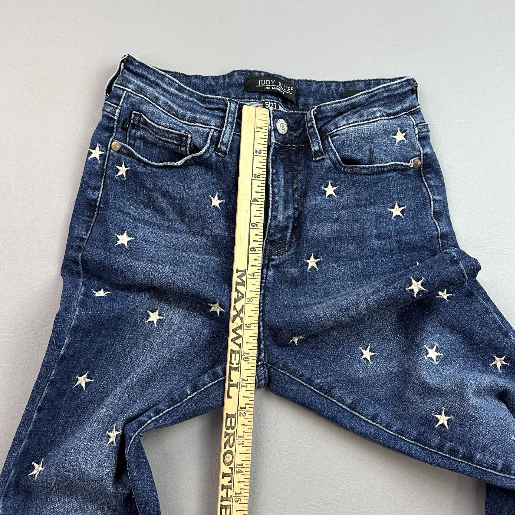 Denime Judy Blue Jeans Women’s 5/27 Dark Wash Denim Embroidered Star Skinny Fit Stretch Jeans Size 27" / US 4 / IT 40 - 5 Thumbnail