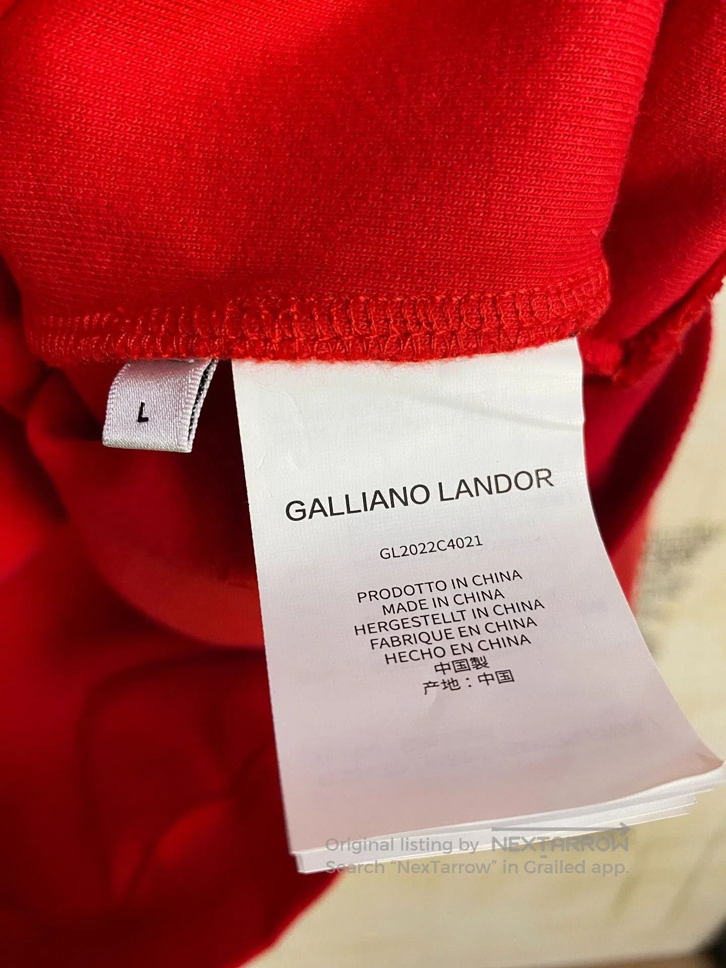 Vintage Red Striped Hoodie by Galliano Landor. Size US L / EU 52-54 / 3 - 6 Thumbnail