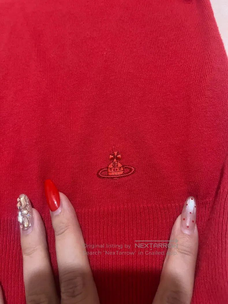 Vivienne Westwood Vivienne Westwood Red Knit Cardigan with Saturn Logo Butto Size M / US 6-8 / IT 42-44 - 2 Thumbnail