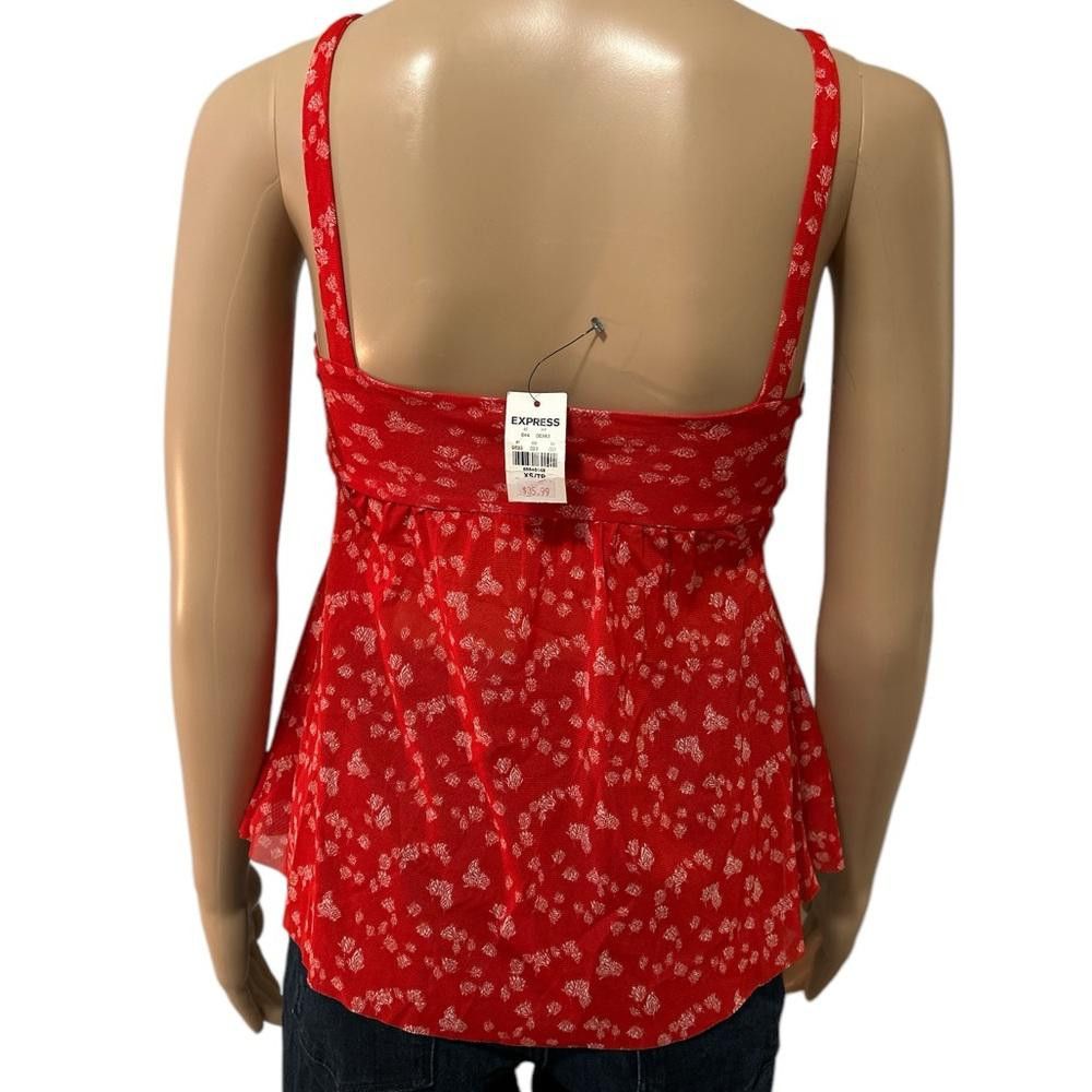 Express Red Floral Women's Top Size XS / US 0-2 / IT 36-38 - 3 Thumbnail
