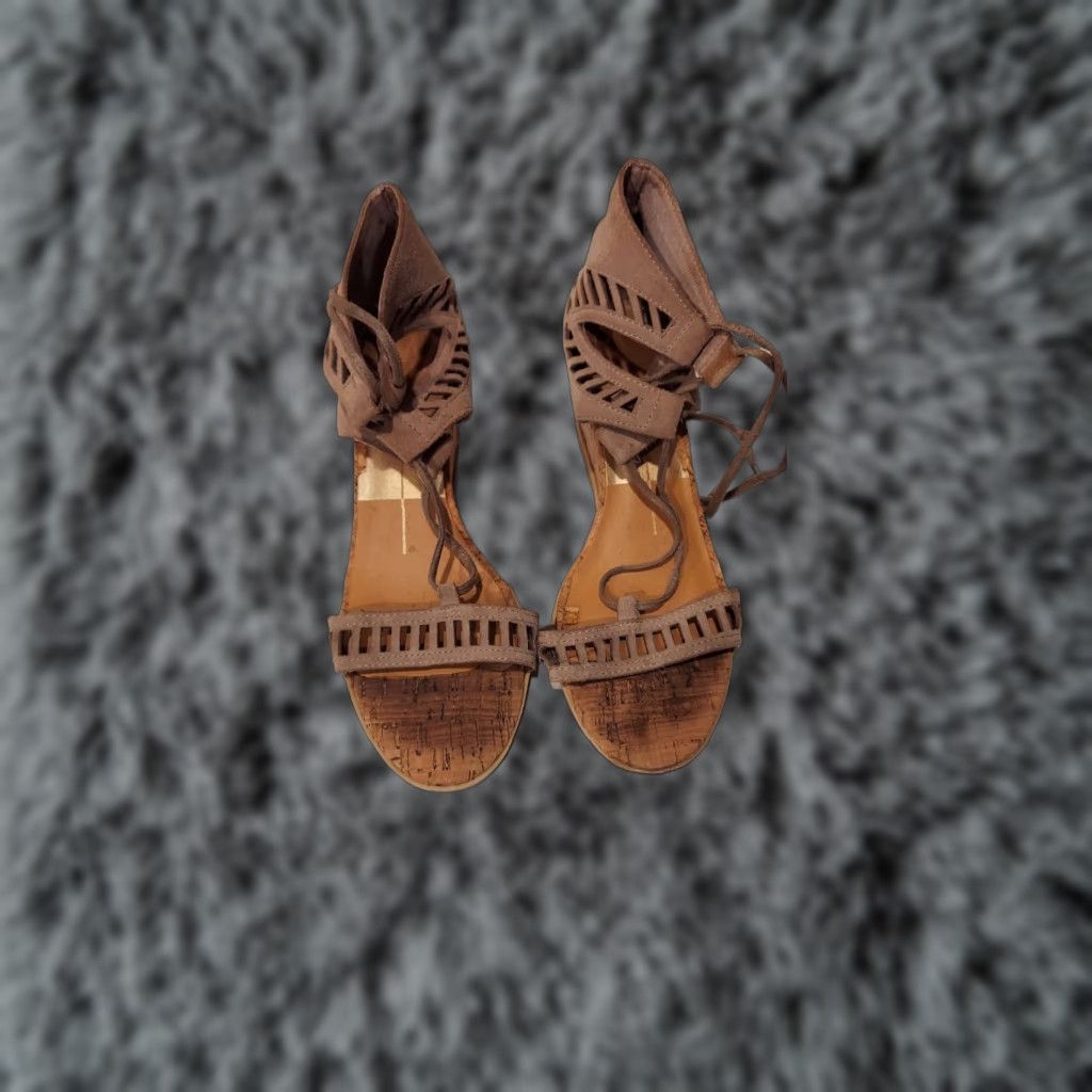 Dolce Vita Beige Strappy Wedge Sandals Women Size 7 Open Toe Casual Heel Shoes