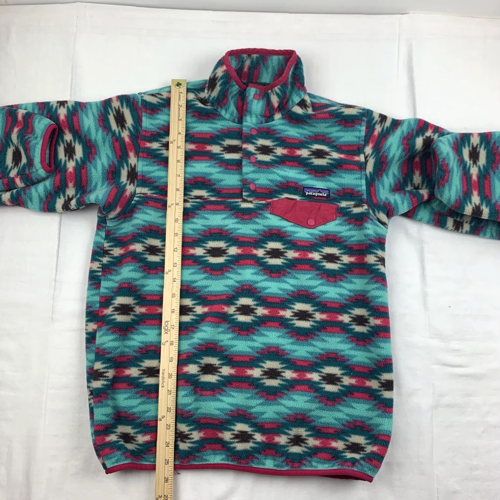 Patagonia Patagonia Synchilla Womens Medium Blue T Snap Fleece Jacket Pullover Geometric Geometric Aztec 90s Southwestern Whimsical? Size M / US 6-8 / IT 42-44 - 5 Thumbnail