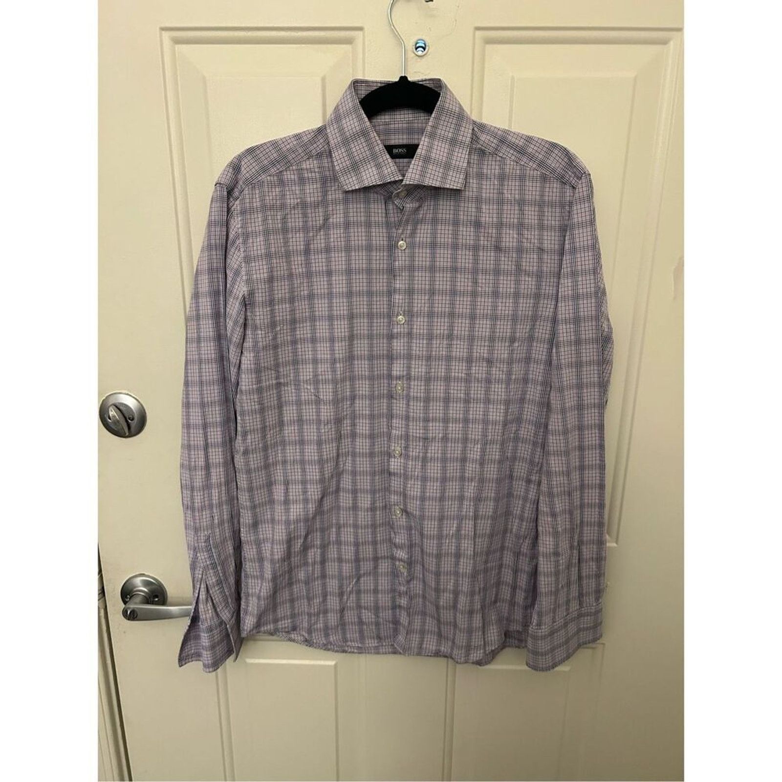 Hugo Boss Hugo Boss Button-Down Pink Blue Check Shirt, Sz Medium Size US M / EU 48-50 / 2 - 10 Thumbnail