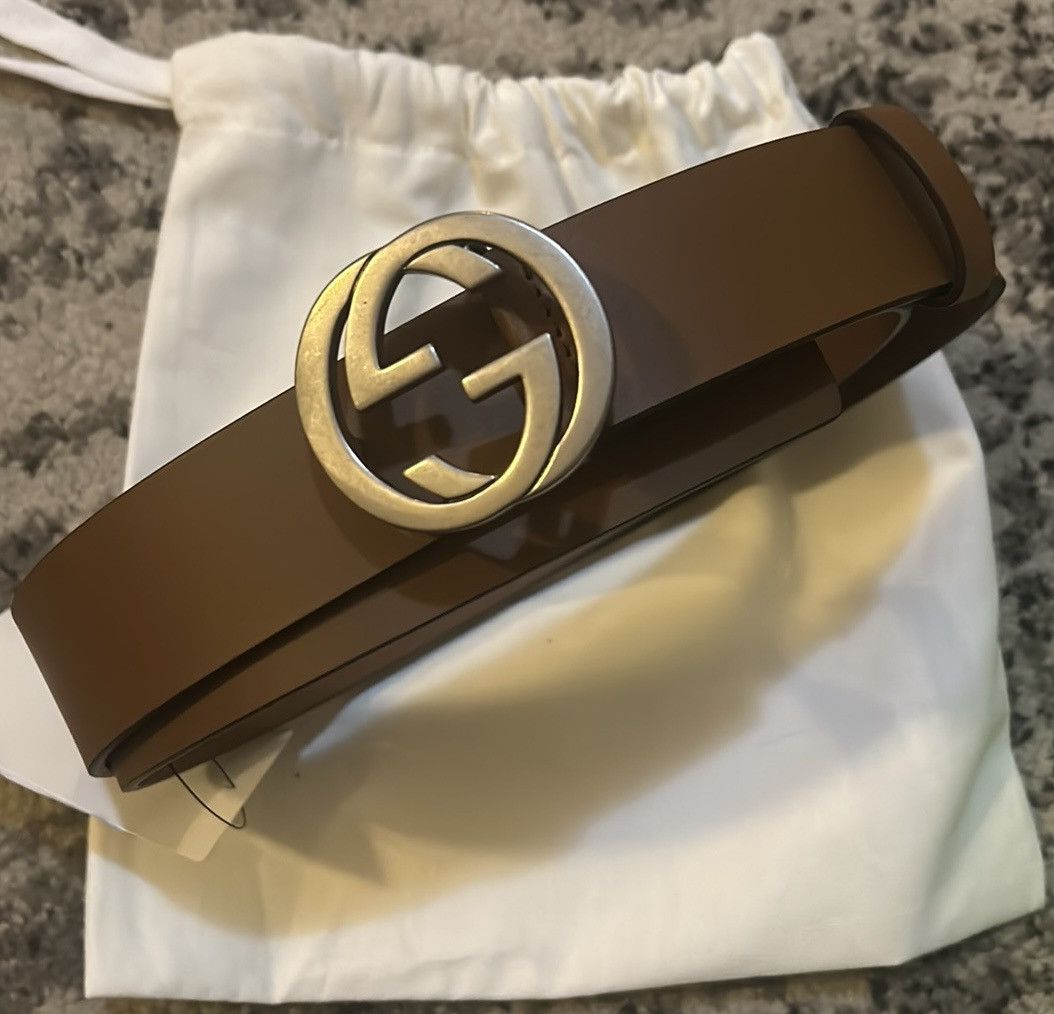 Gucci Gucci Interlocking G Signature Leather Belt 1.5 inch Width Size 42 - 1 Thumbnail
