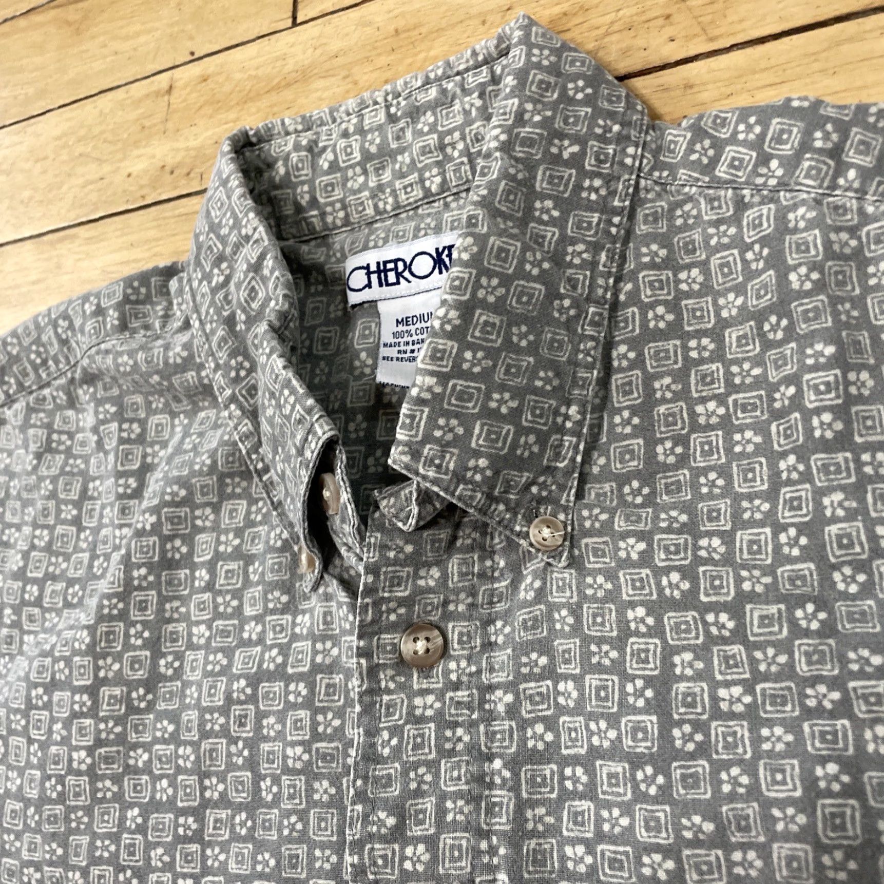 Cherokee VINTAGE Cherokee Button-Up Shirt Men M Gray Western Geometric Floral Retro Grandpa Shirt Size US M / EU 48-50 / 2 - 3 Thumbnail
