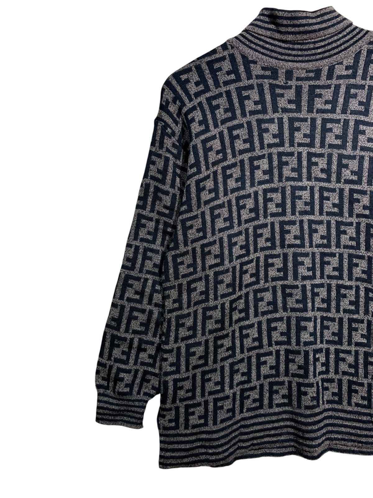 Fendi 🔥VTG FENDI ZUCCA MONOGRAM WOOL KNIT JUMPER TURTLENCK Size L / US 10 / IT 46 - 2 Thumbnail