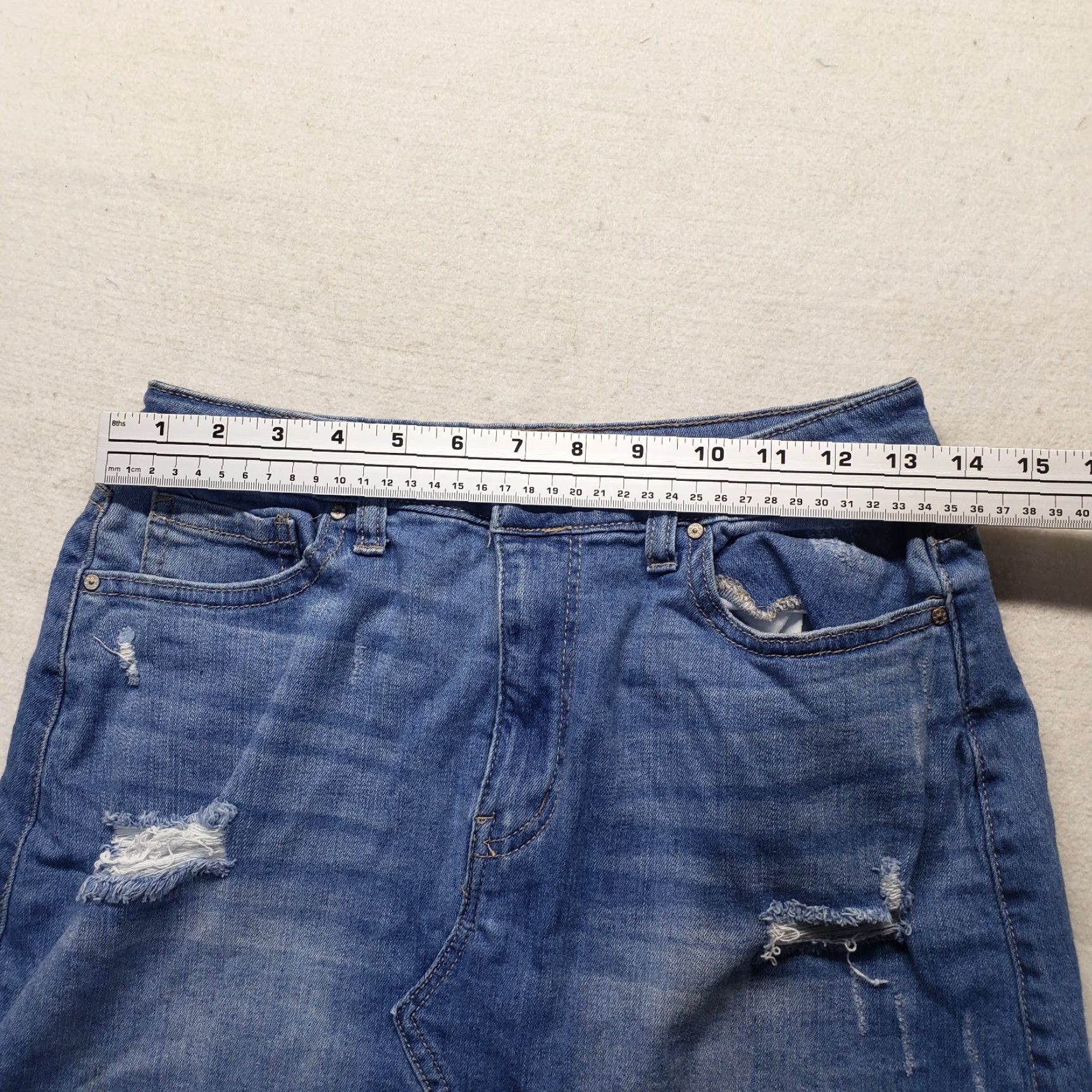 Denime Wax Skirt Denim Mini Blue Pockets Size M Medium Women Adults Jeans Cotton All Seasons Casual Size 32" / US 10 / IT 46 - 4 Thumbnail