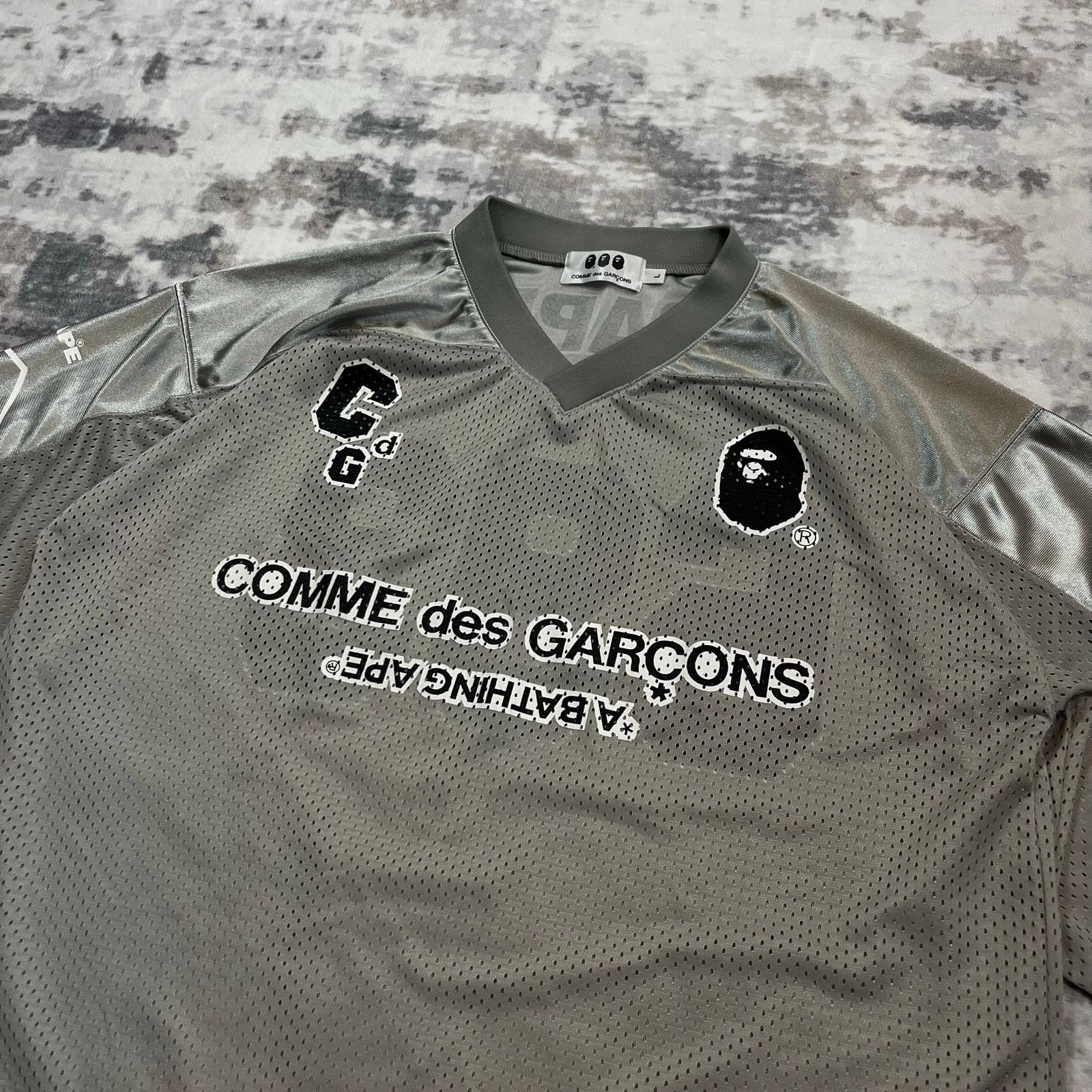 Bape × Comme des Garcons Authentic Bape x Comme Des Garçons Mesh Football Jersey L Size US L / EU 52-54 / 3 - 2 Thumbnail