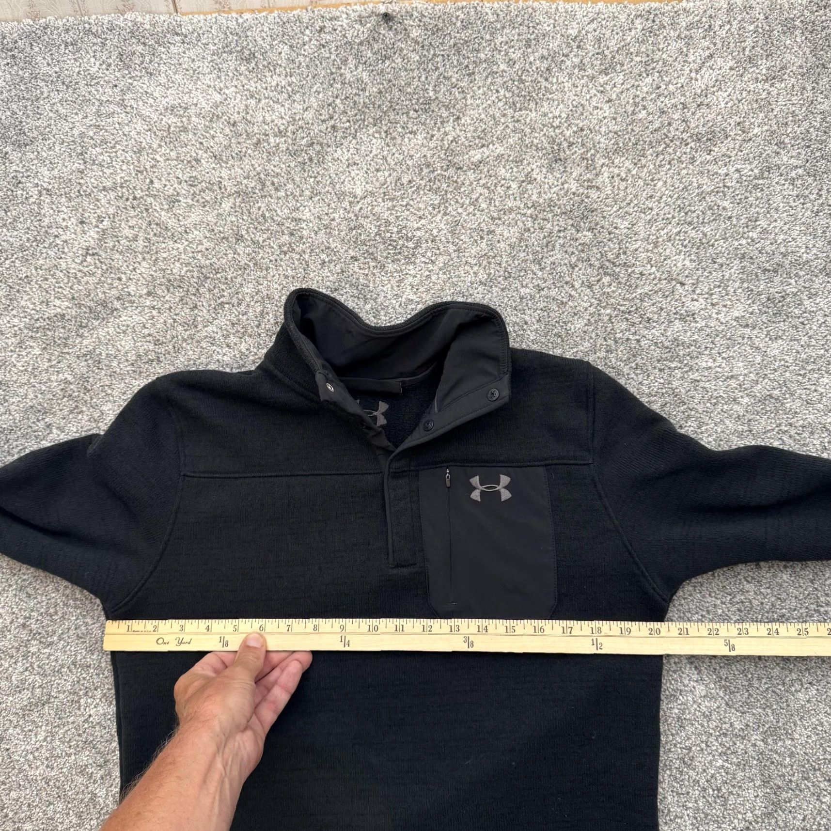 Under Armour Under Armour Pullover Mens Medium Black Fleece Chest Pocket 1316276 Size US M / EU 48-50 / 2 - 3 Thumbnail
