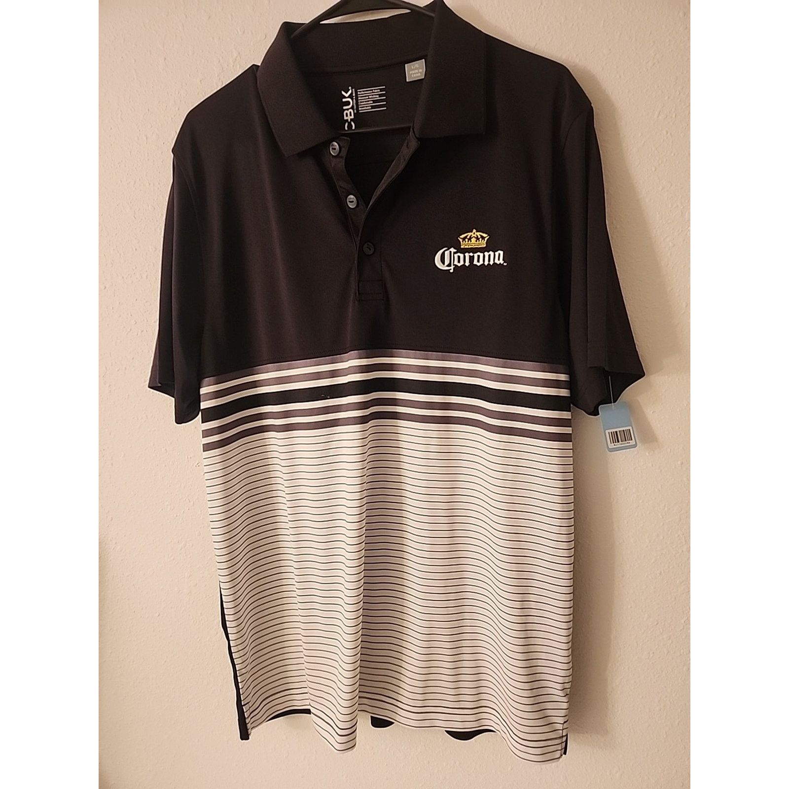 Other Corona Multicolor Golf Polo Black and Striped Mens dry fit Size US L / EU 52-54 / 3 - 2 Thumbnail