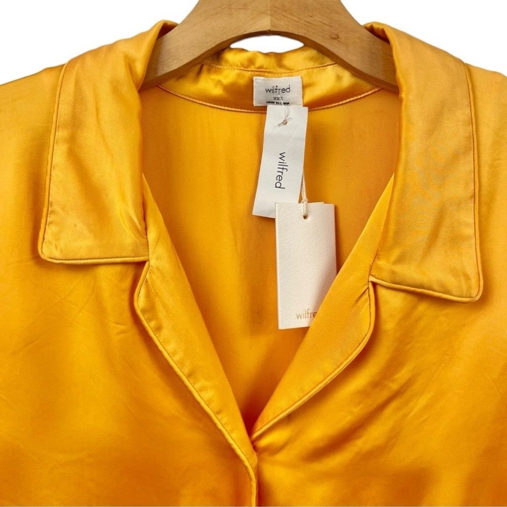 Aritzia NEW Wilfred Tuscan Sun Satin Tie Front Cropped Blouse XXS Size XXS / US 00 / IT 34 - 4 Thumbnail