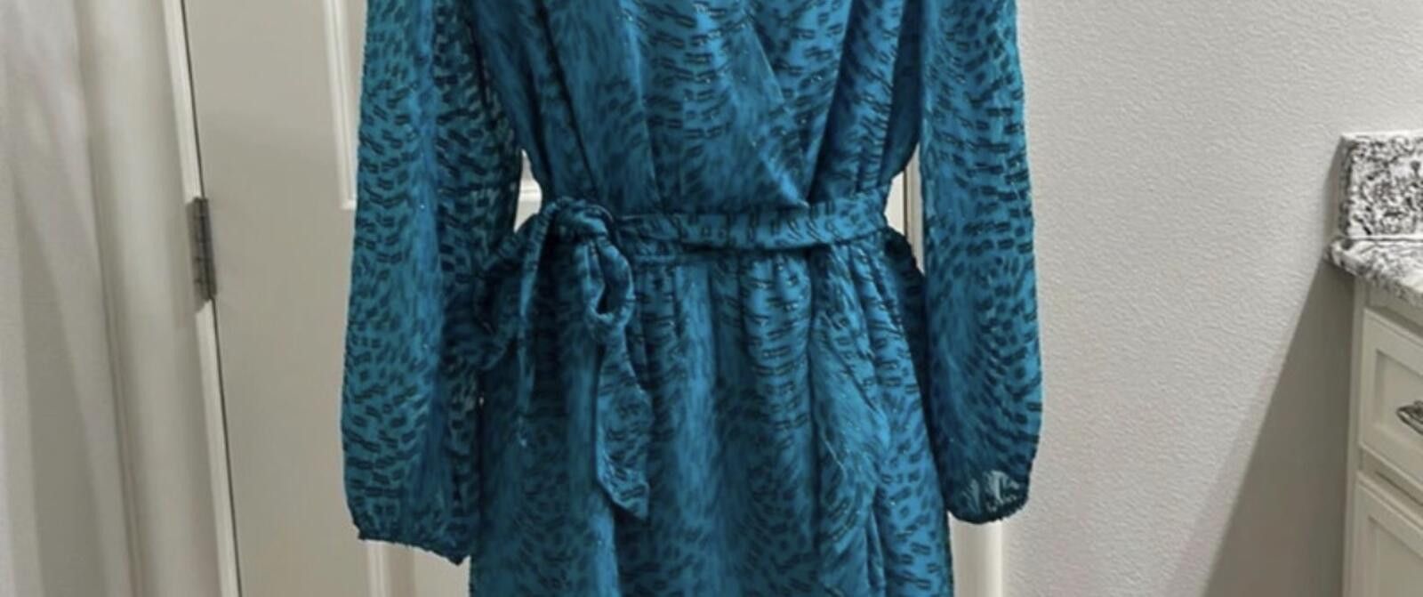 Other Lilly Pulitzer Blue Metallic Wrap Mini Dress Small Size S / US 4 / IT 40 - 4 Thumbnail