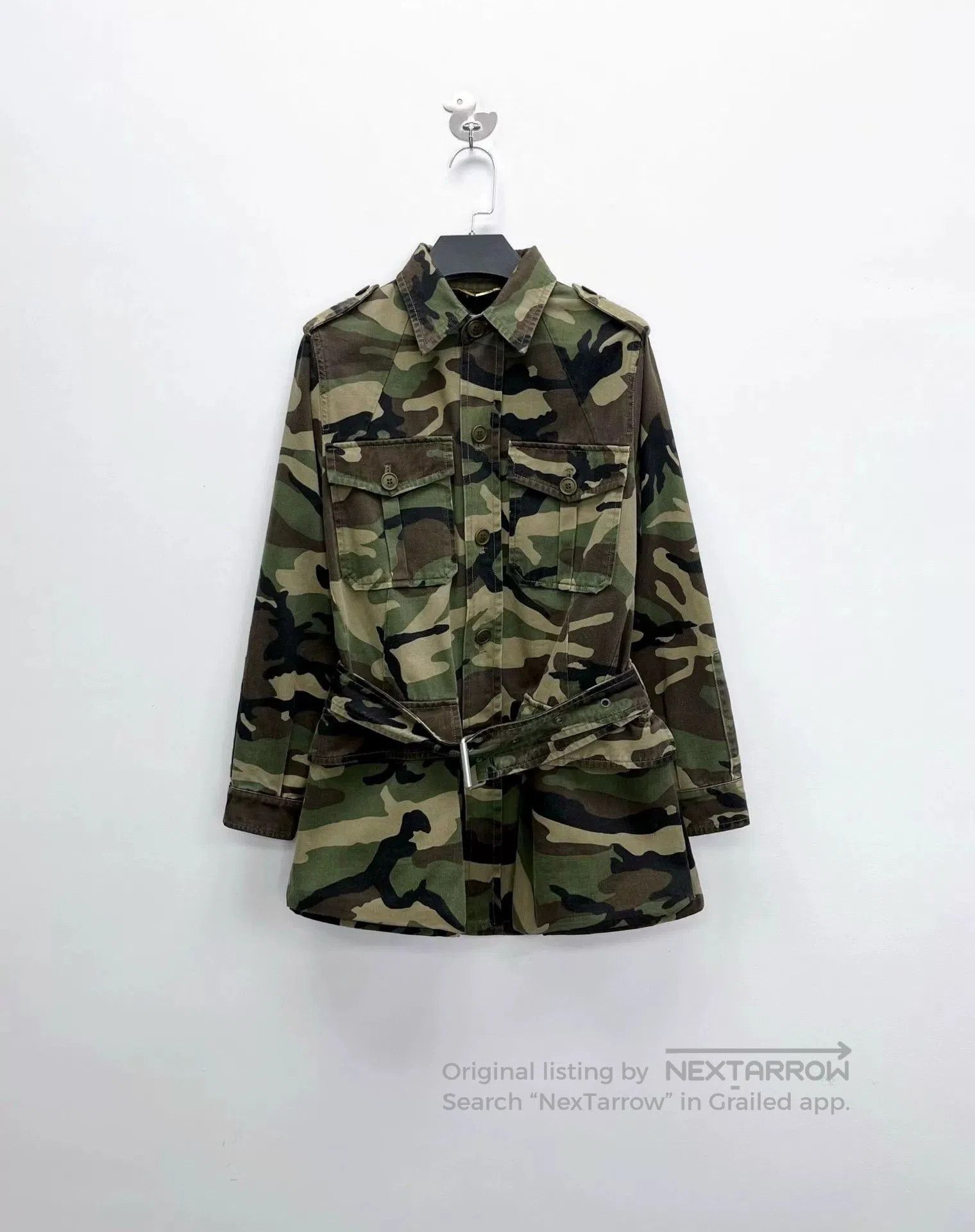 saint laurent camo utility jacket with logo.