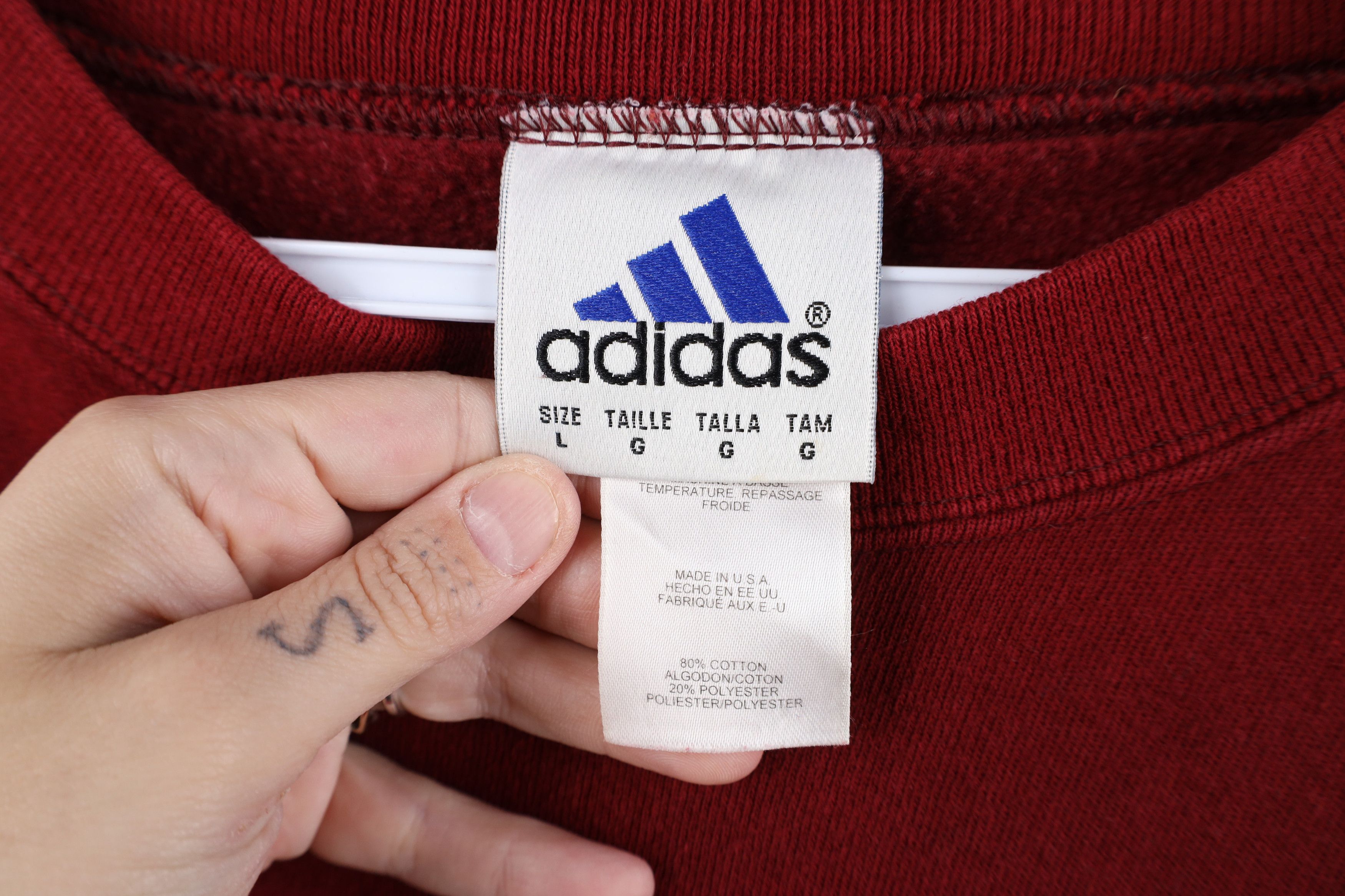 Adidas Vintage 90s Adidas Spell Out Heavy Crewneck Sweatshirt Red Size US L / EU 52-54 / 3 - 9 Thumbnail