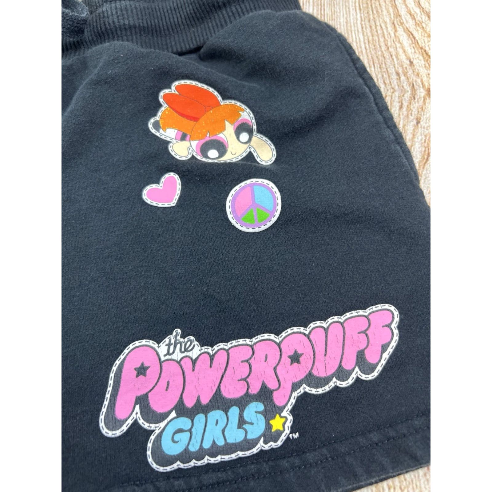 Vintage VINTAGE Women’s Cartoon Network Powerpuff Girls Shorts L 11/13 Black Elastic Drawstring Sweat Activewear Casual 90s Womens Size 36" / US 14 / IT 50 - 3 Thumbnail