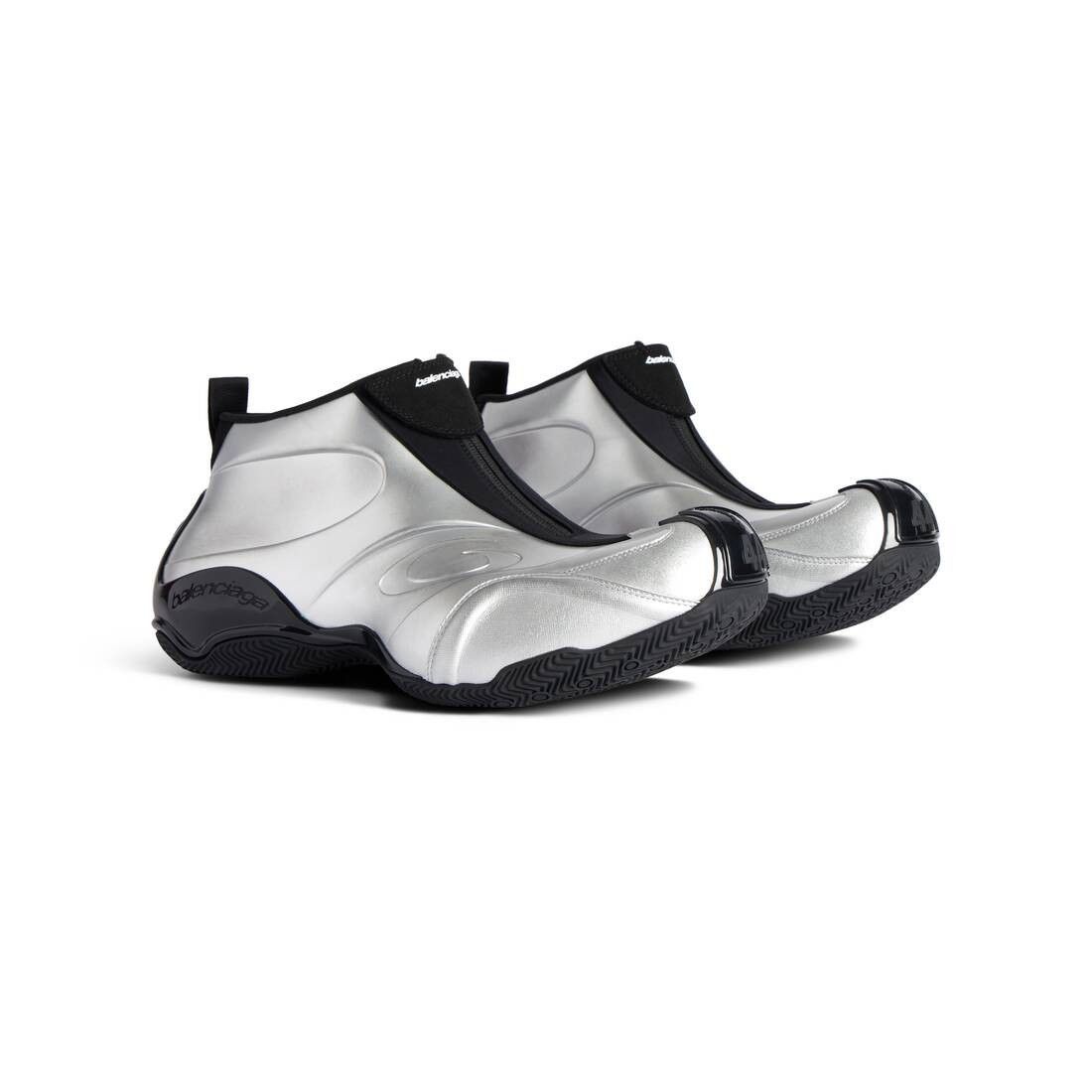 BALENCIAGA $1590 Men's Silver/Black Basketball Sneakers New