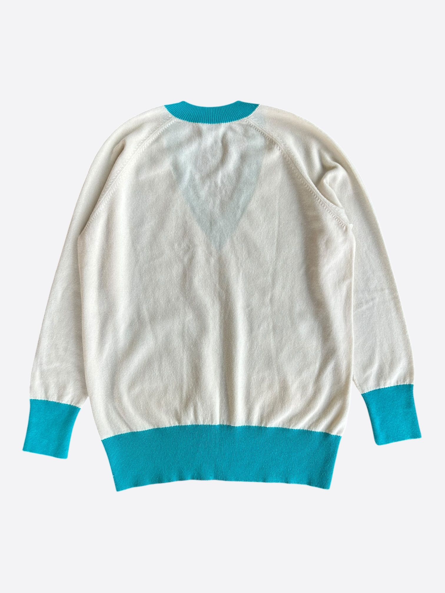 Chanel Chanel White & Turquoise La Pausa Women's Sweater Size M / US 6-8 / IT 42-44 - 2 Thumbnail