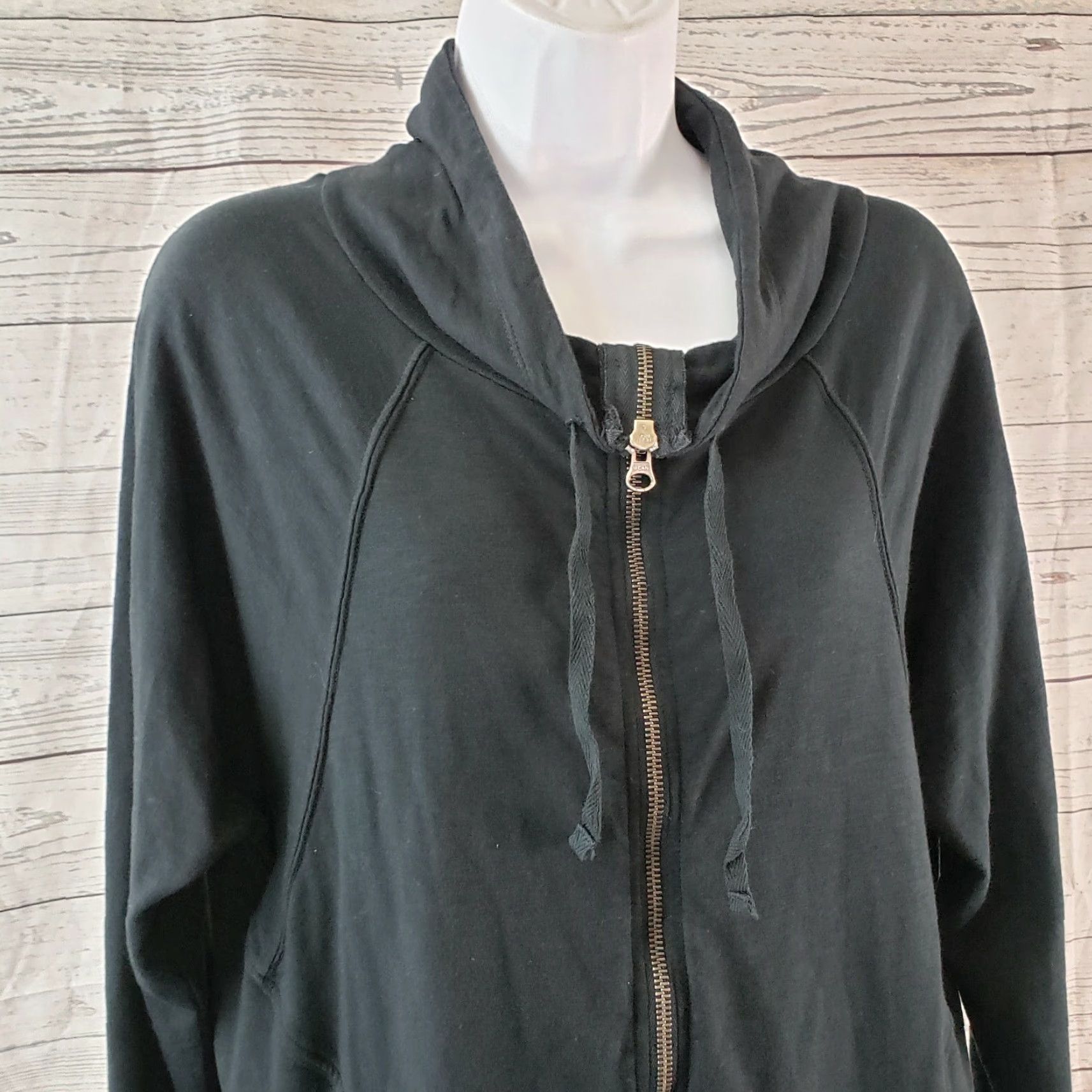 Vintage Fresh Produce Womens Full Zip Sweatshirt Sz Large Solid Black Long Sleeve Size L / US 10 / IT 46 - 2 Thumbnail