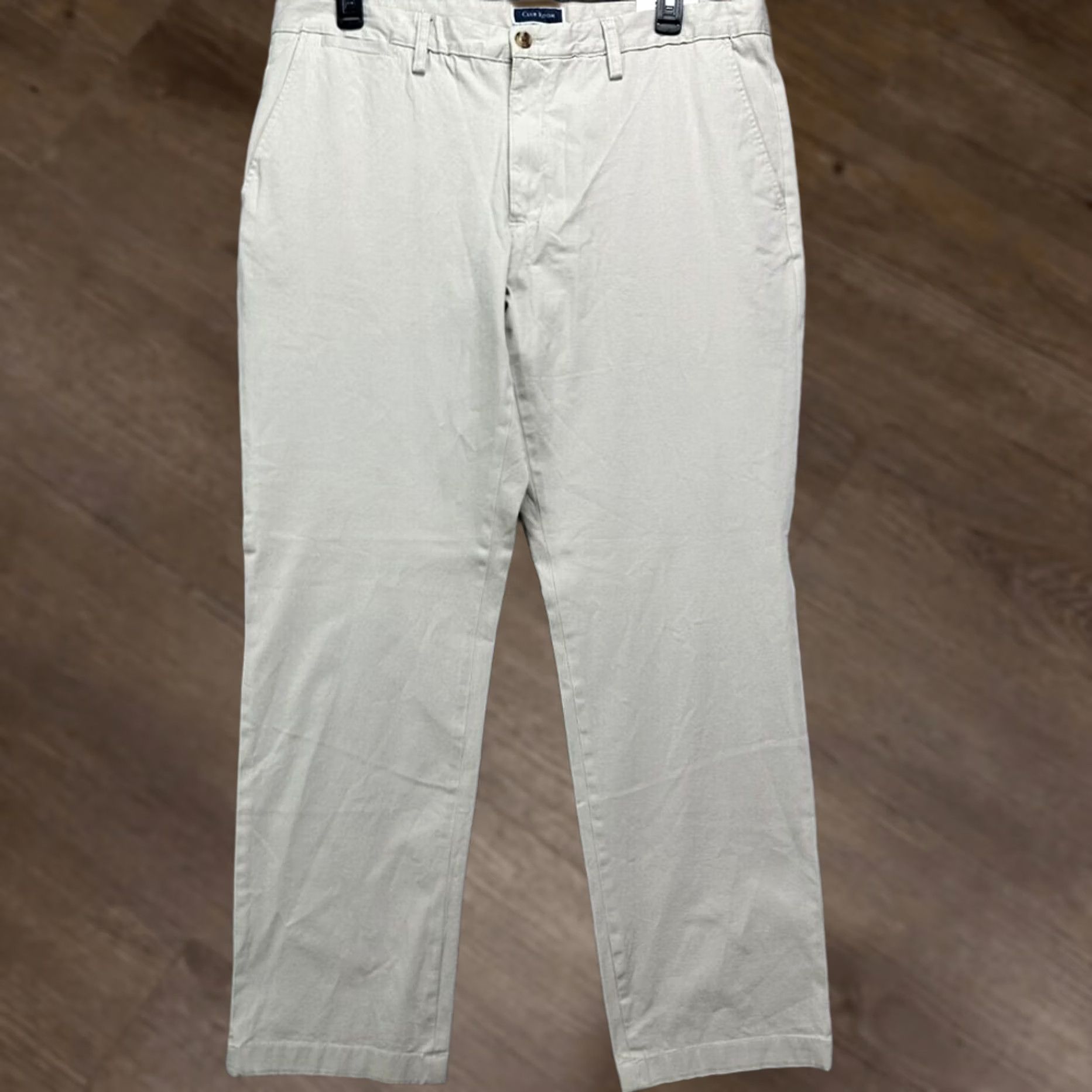 Club Room Club Room Pants Mens 38X32 Khaki Chino Straight Leg Flat Front NEW Regular Size 38 Ivory Beige Stretch Cotton Spandex Pockets Casual Mens Size US 38 / EU 54 - 1 Thumbnail