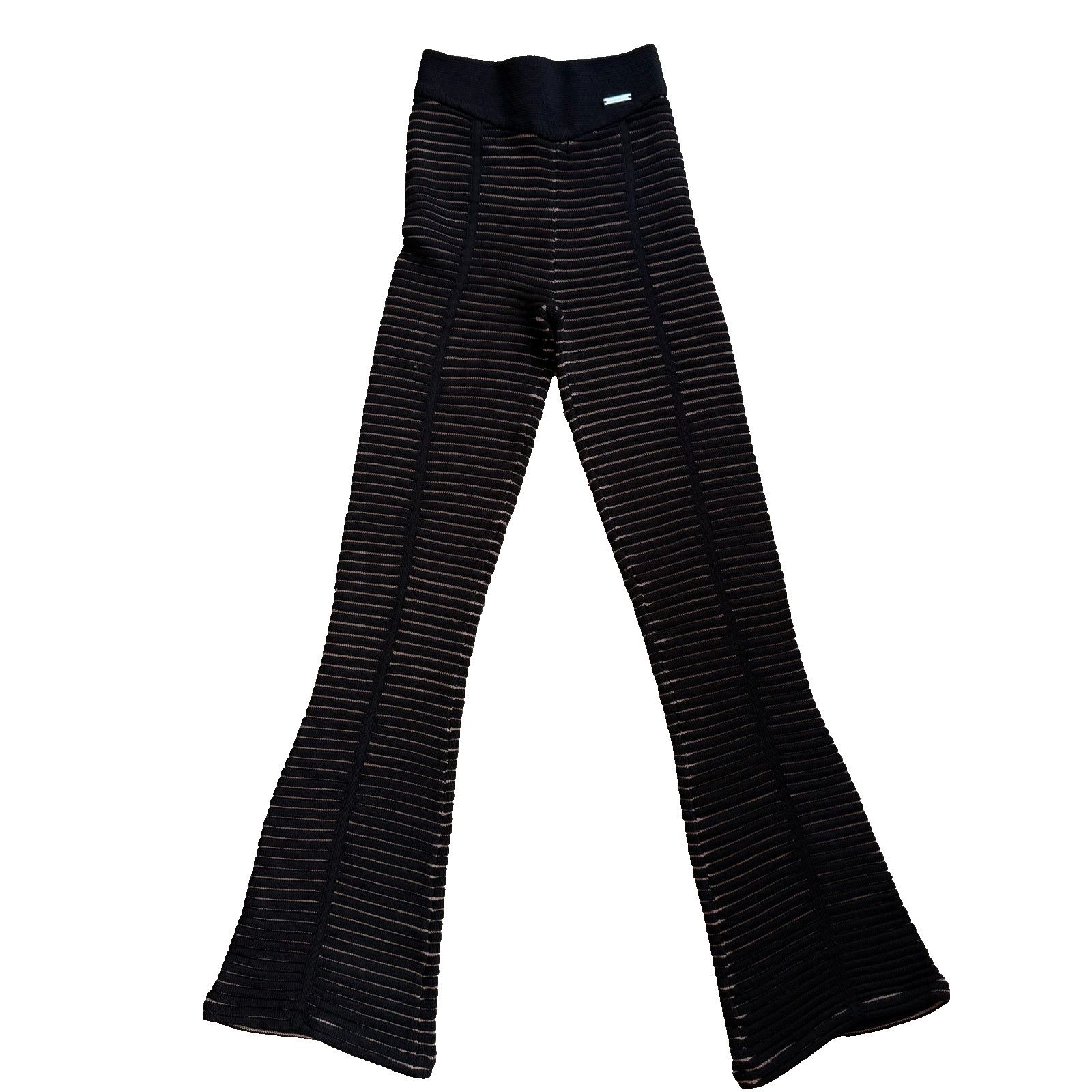 Maniere De Vior Maniere De Voir Bandage Flare Pants Y2K Ribbed Knit Stripe Size 22" - 1 Thumbnail