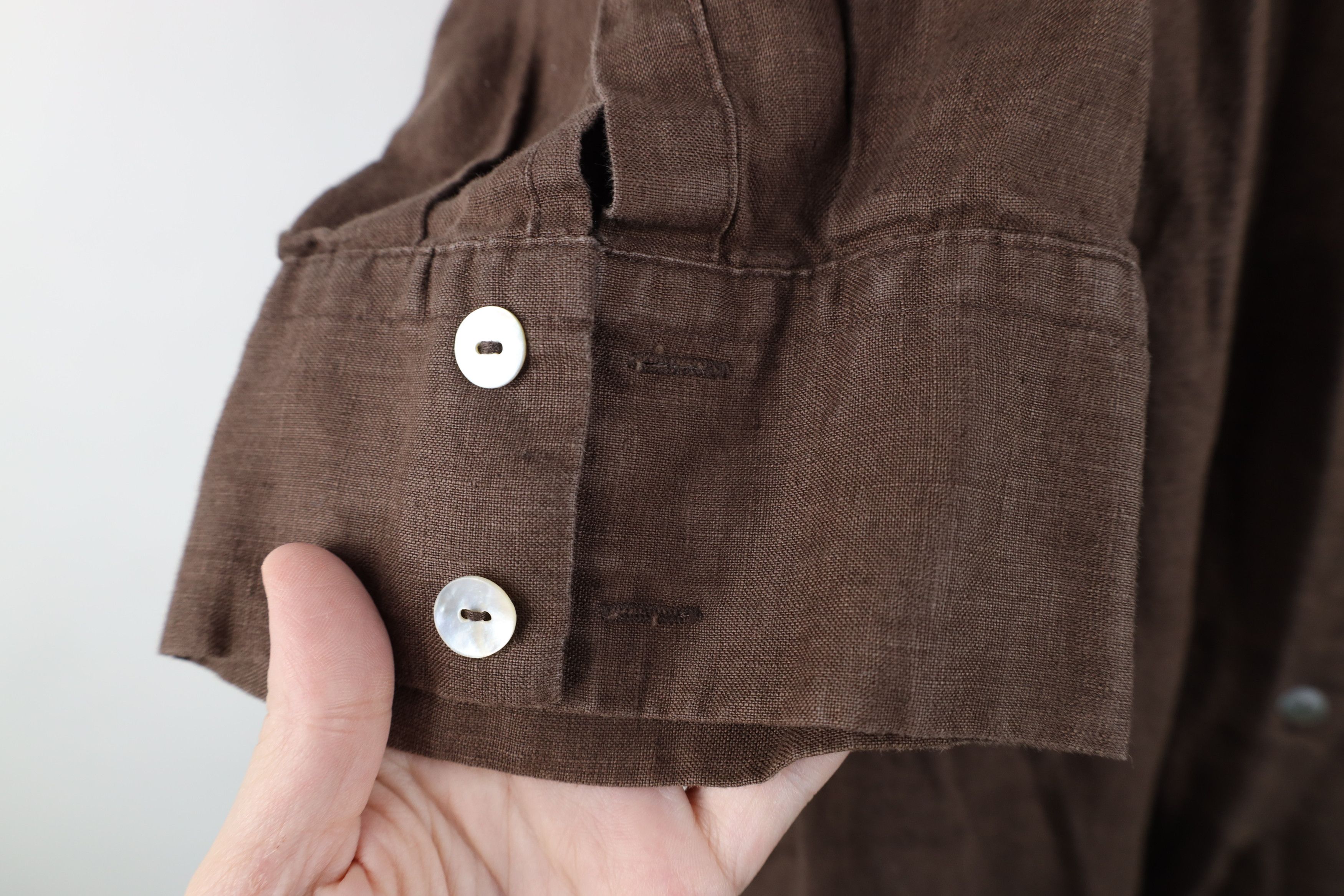 Vintage Vintage 90s Lagenlook Collared Button Shirt Brown Size XXL / US 16-18 / IT 52-54 - 5 Thumbnail