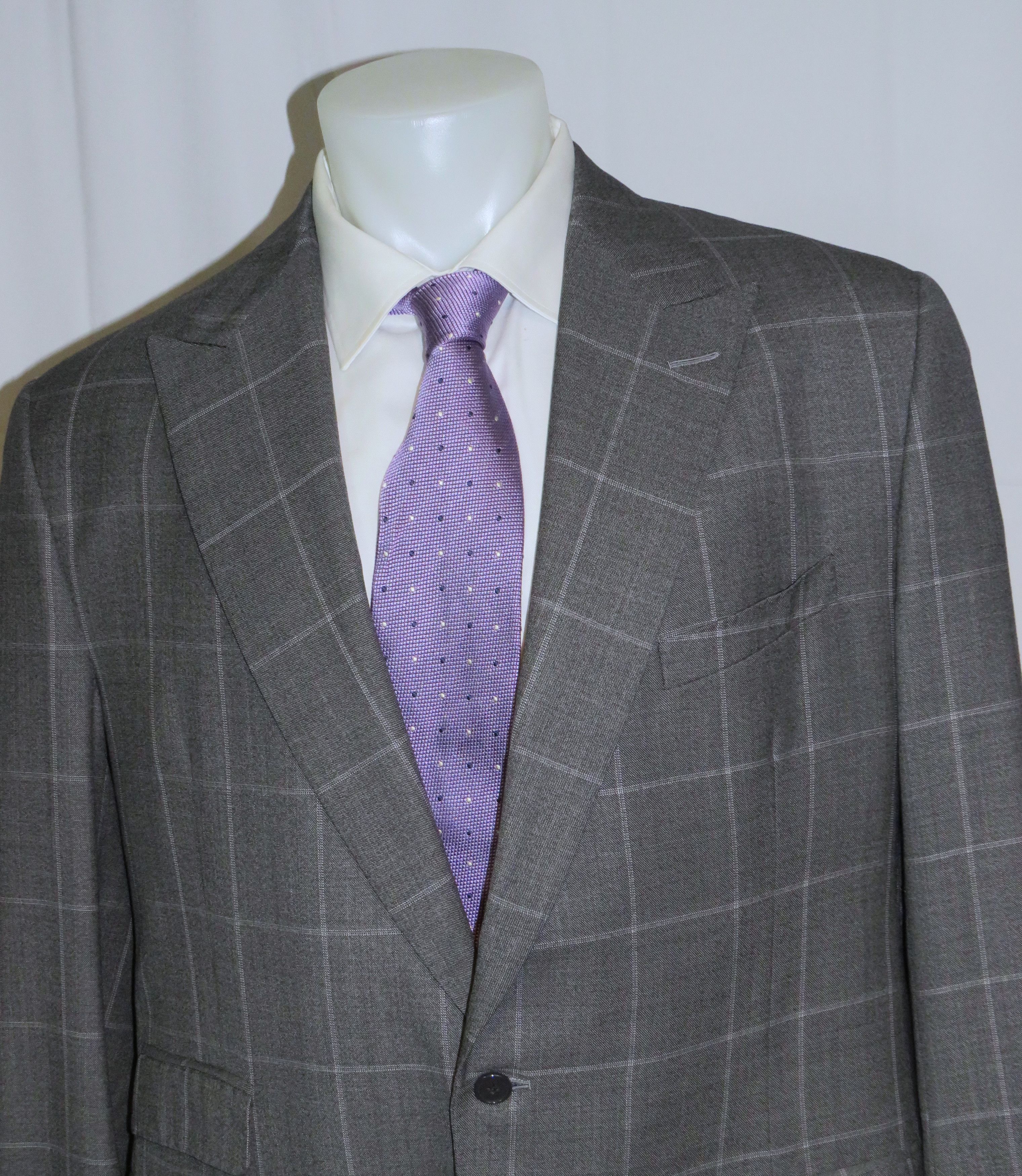 Alan Flusser Gray Windowpane Two Button Suit 42L Size 42L - 4 Thumbnail