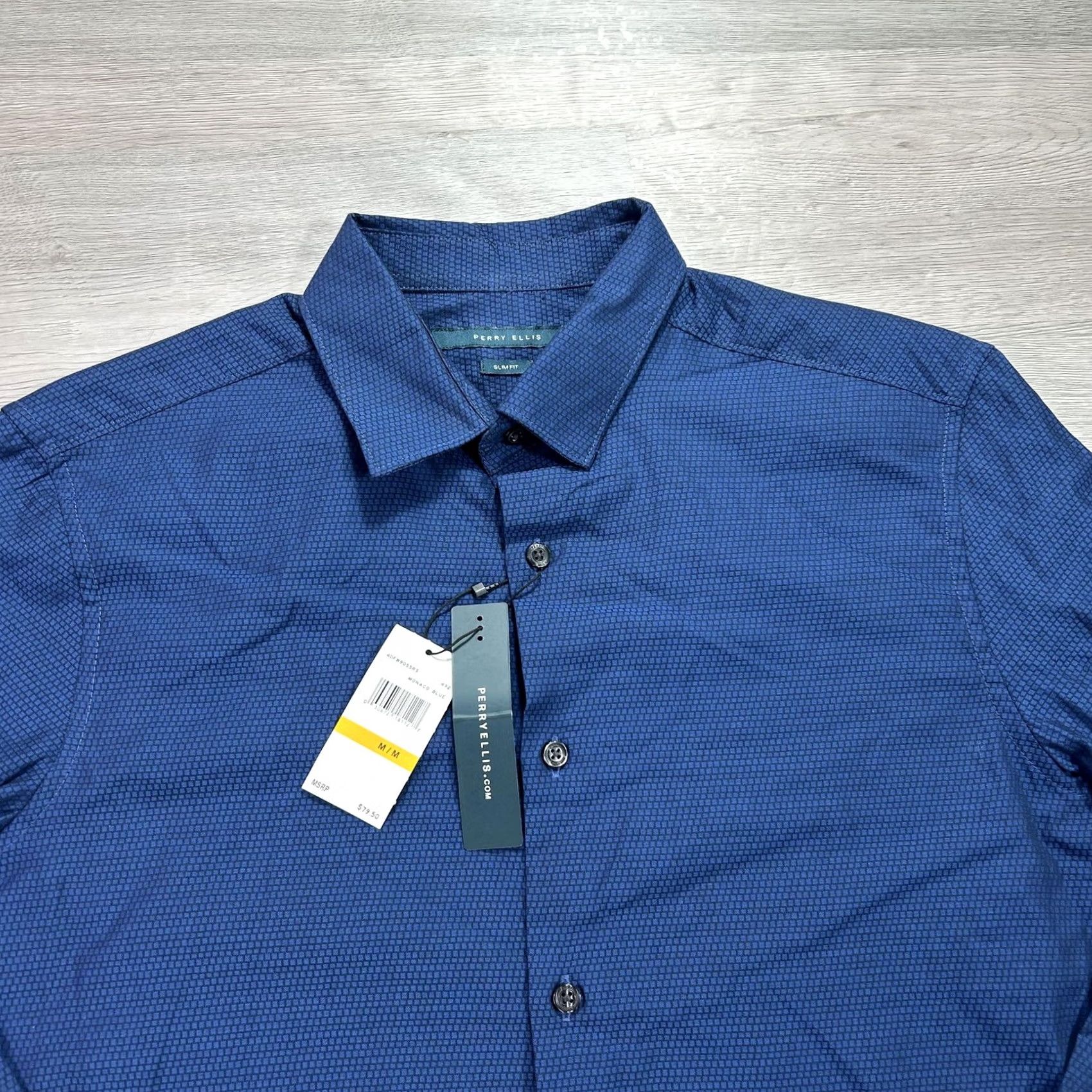 Perry Ellis Perry Ellis Shirt Mens Medium Blue Geometric Long Sleeve Button-Up Slim Fit Size US M / EU 48-50 / 2 - 3 Thumbnail