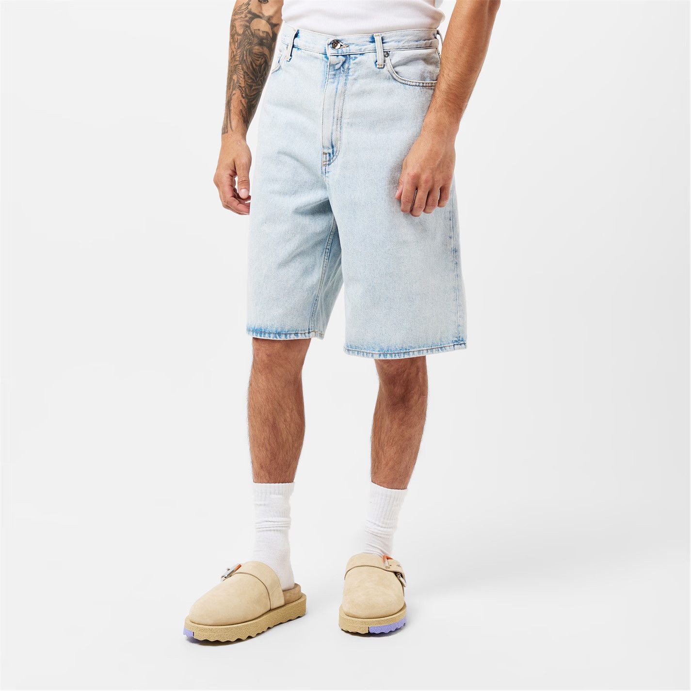 Off-White o1g2r1mq0326 Skate Arrow Logo Denim Shorts in Blue Size US 30 / EU 46 - 3 Thumbnail