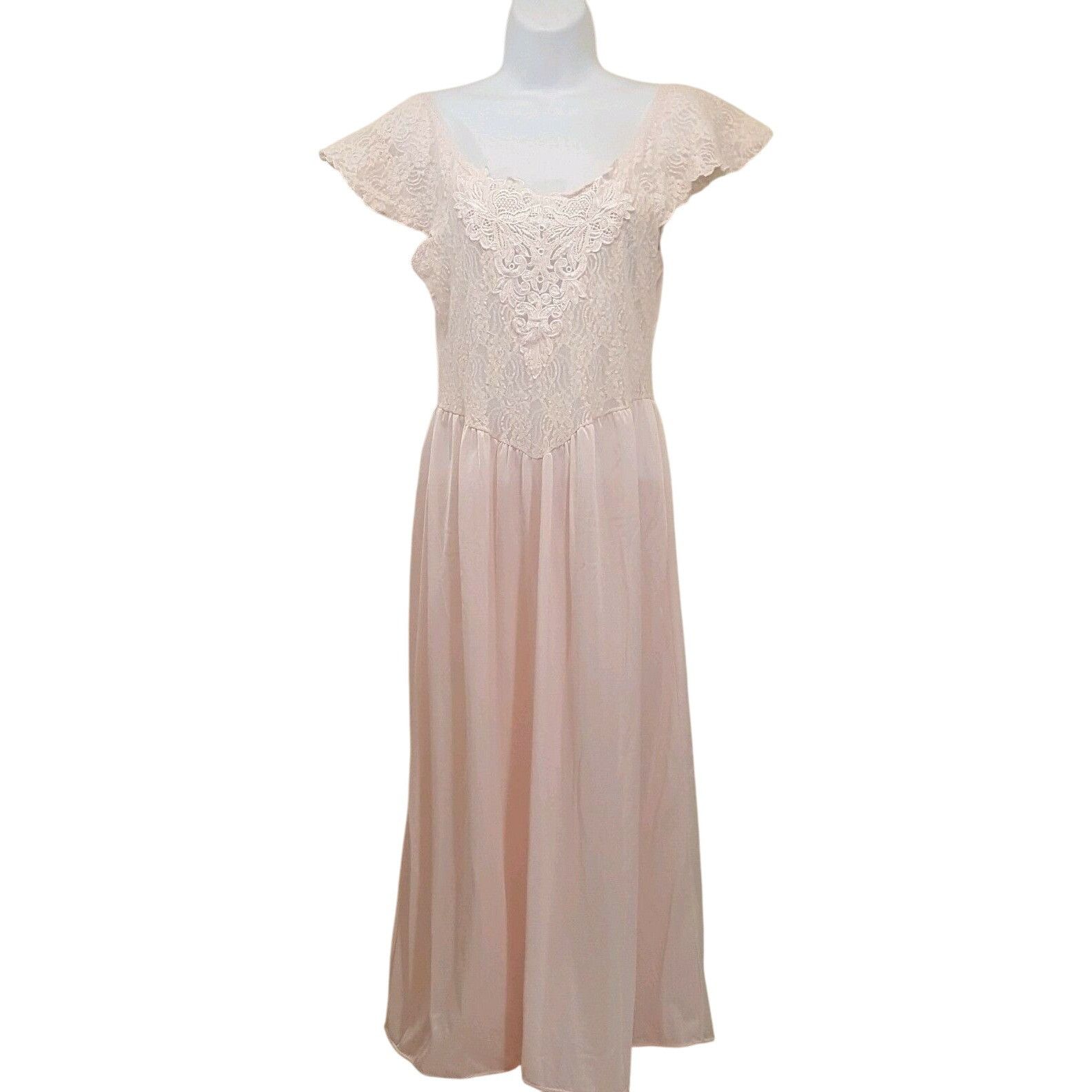 Other Cliche S Nightgown Lingerie USA Vintage Lace Sheer V Neck Ca Size ONE SIZE - 1 Thumbnail
