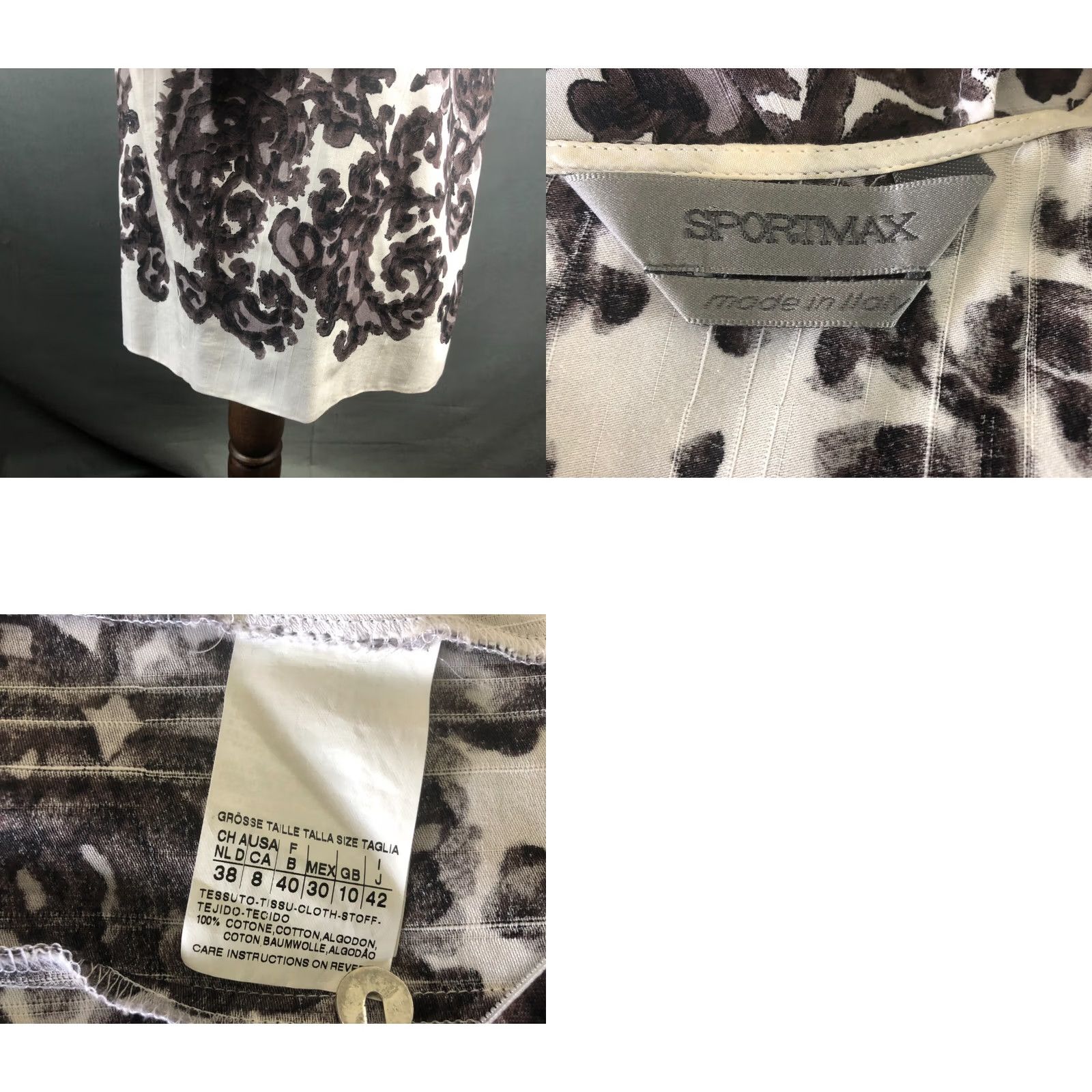 Sportmax Sportmax Women's Sleeveless Dress Cotton White Floral Knee Length A-Line V-Neck 8 USA/Shipped Worldwide Size M / US 6-8 / IT 42-44 - 8 Thumbnail