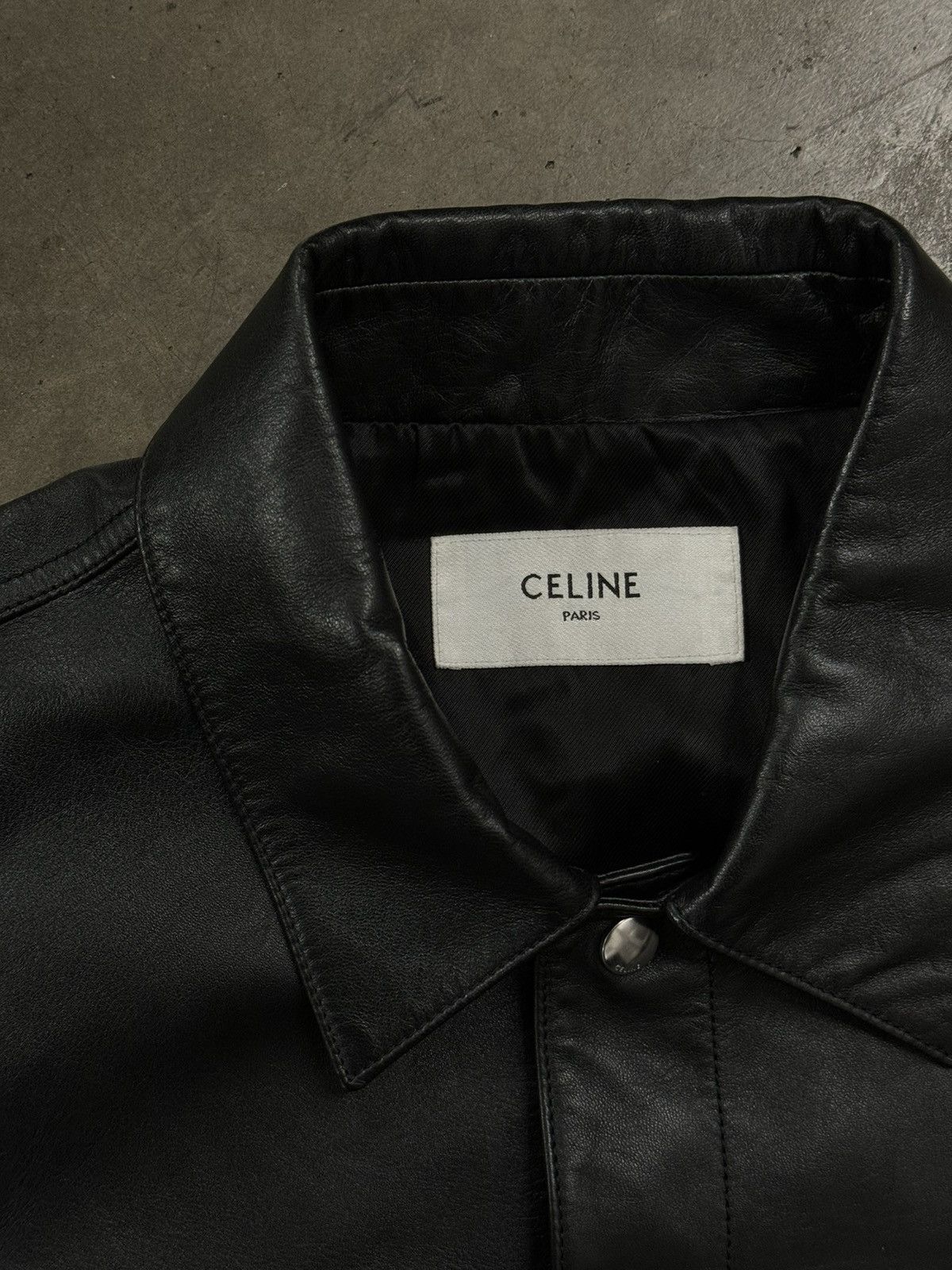 Celine × Hedi Slimane Celine Homme Lambskin Leather Trucker Jacket Size US M / EU 48-50 / 2 - 3 Thumbnail