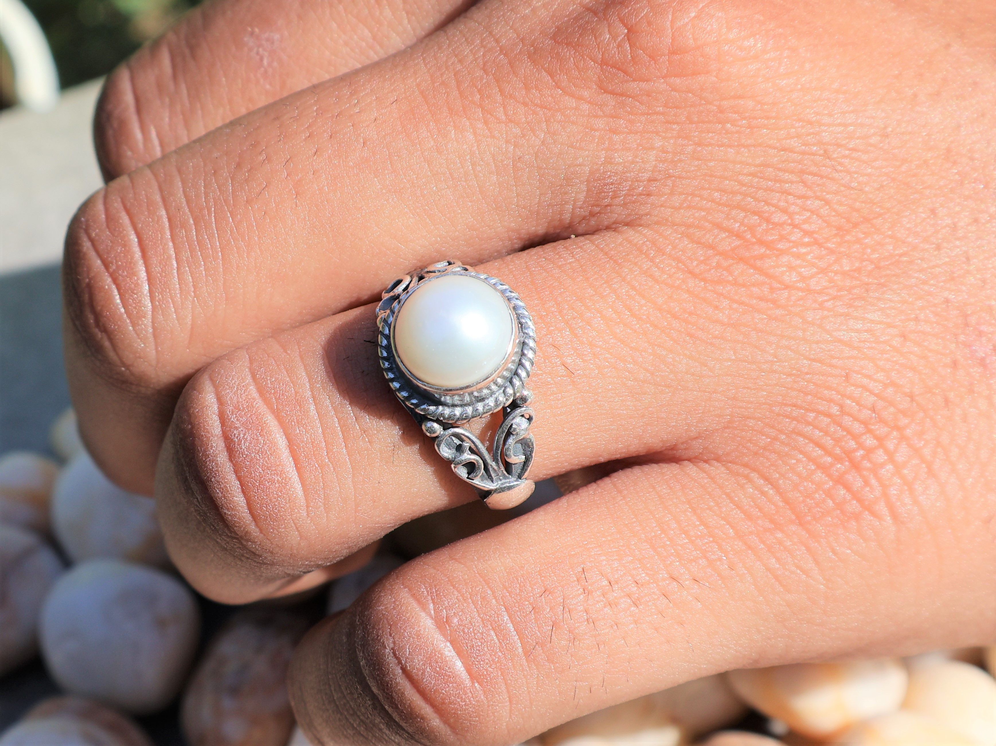 Handmade Pearl Ring, Handmade Promise Ring, 925 Sterling Silver Ring, Size ONE SIZE - 8 Thumbnail