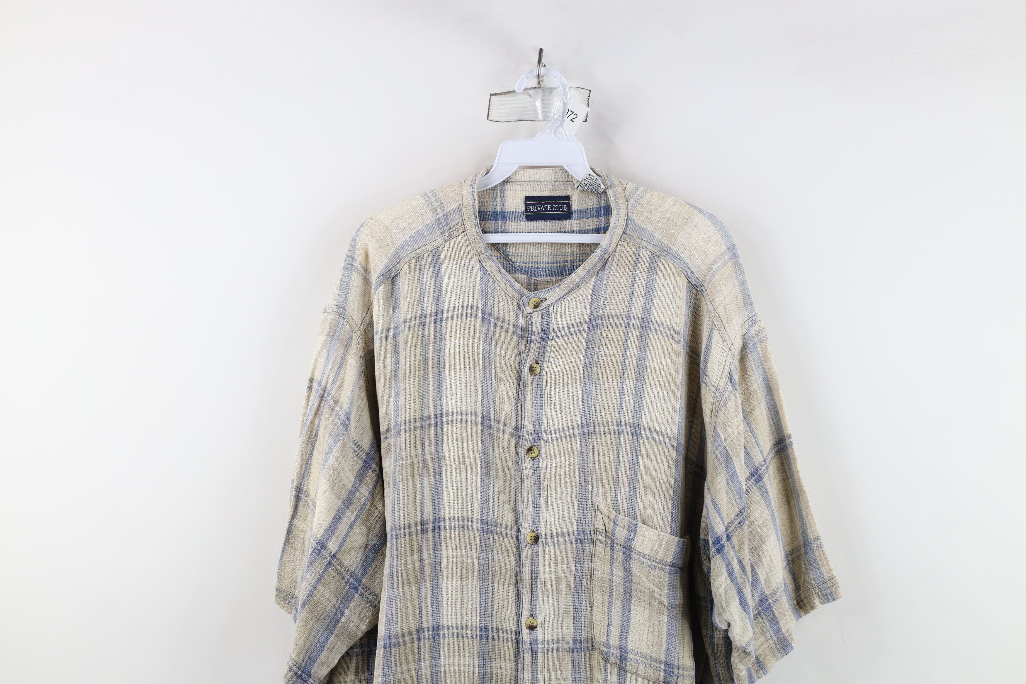 Vintage Vintage 90s Streetwear Cotton Weave Knit Button Shirt Plaid Size US XXL / EU 58 / 5 - 2 Thumbnail