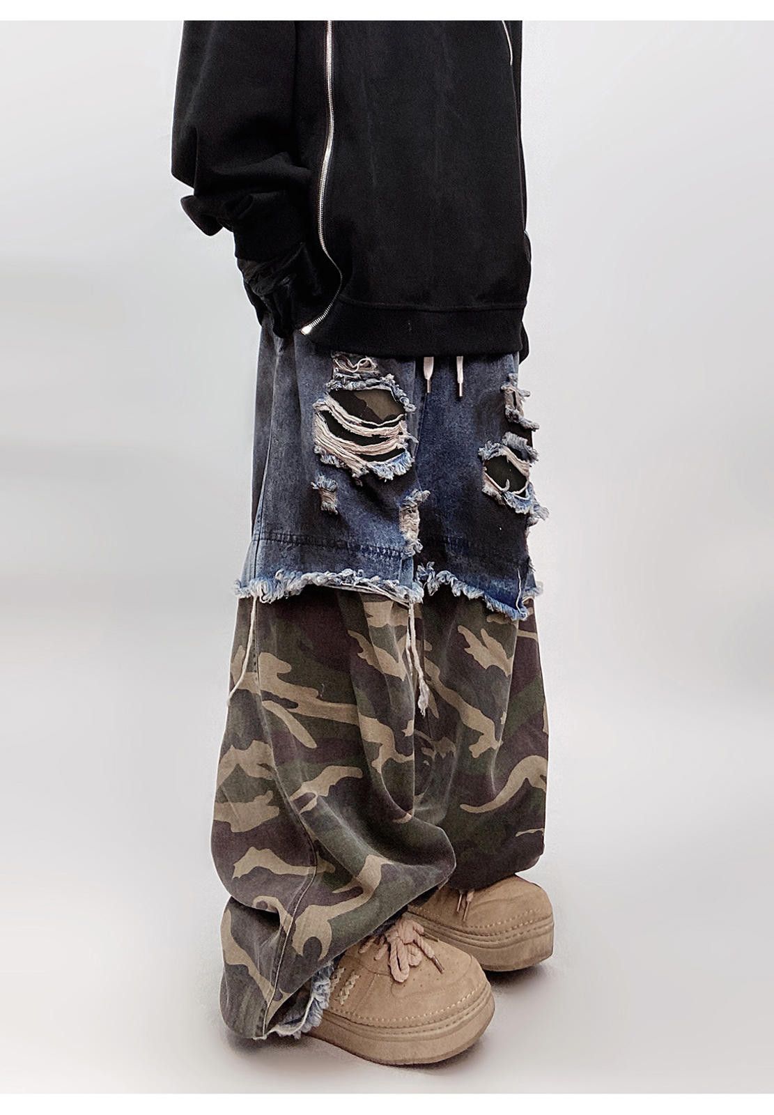 Japanese Brand Patchwork Distressed Camo Cargo Pants Size US 30 / EU 46 - 6 Thumbnail