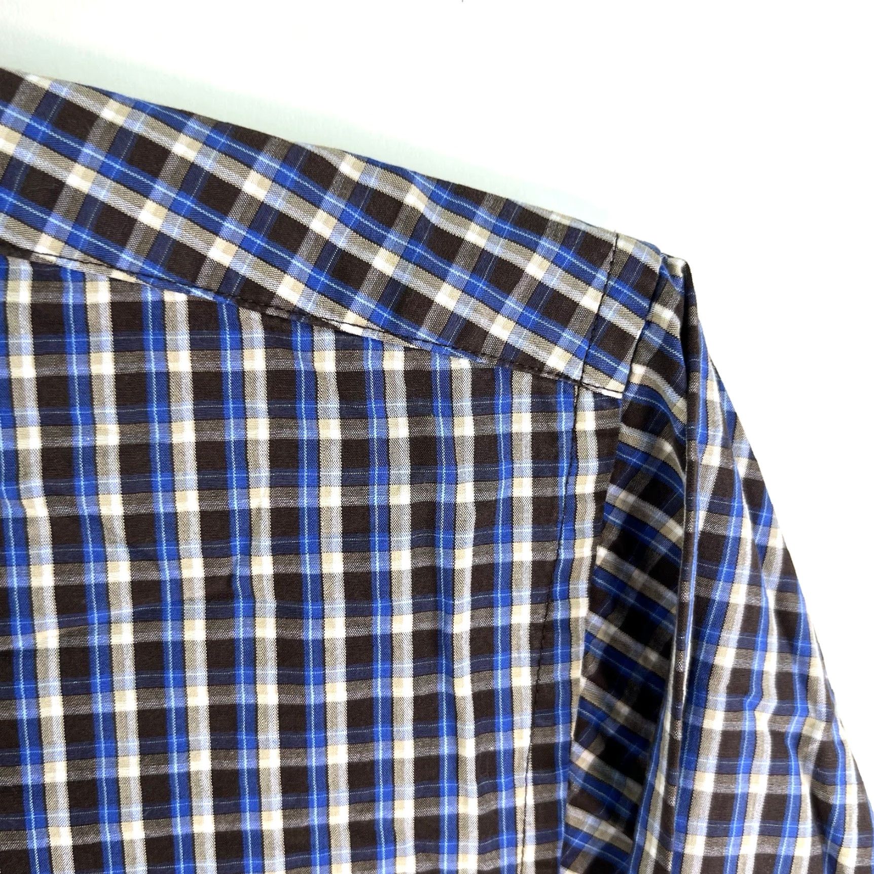 Wrangler VINTAGE Wrangler George Strait Cowboy Cut Plaid Button-Down Shirt Mens M Blue 46 Chest Regular Fit Long Sleeve Size US M / EU 48-50 / 2 - 2 Thumbnail