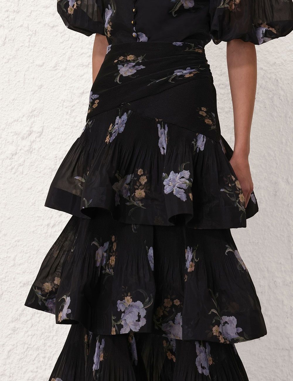 Zimmermann oc11z0825 Pleated Tiered Skirt in Black Size 30" / US 8 / IT 44 - 5 Thumbnail