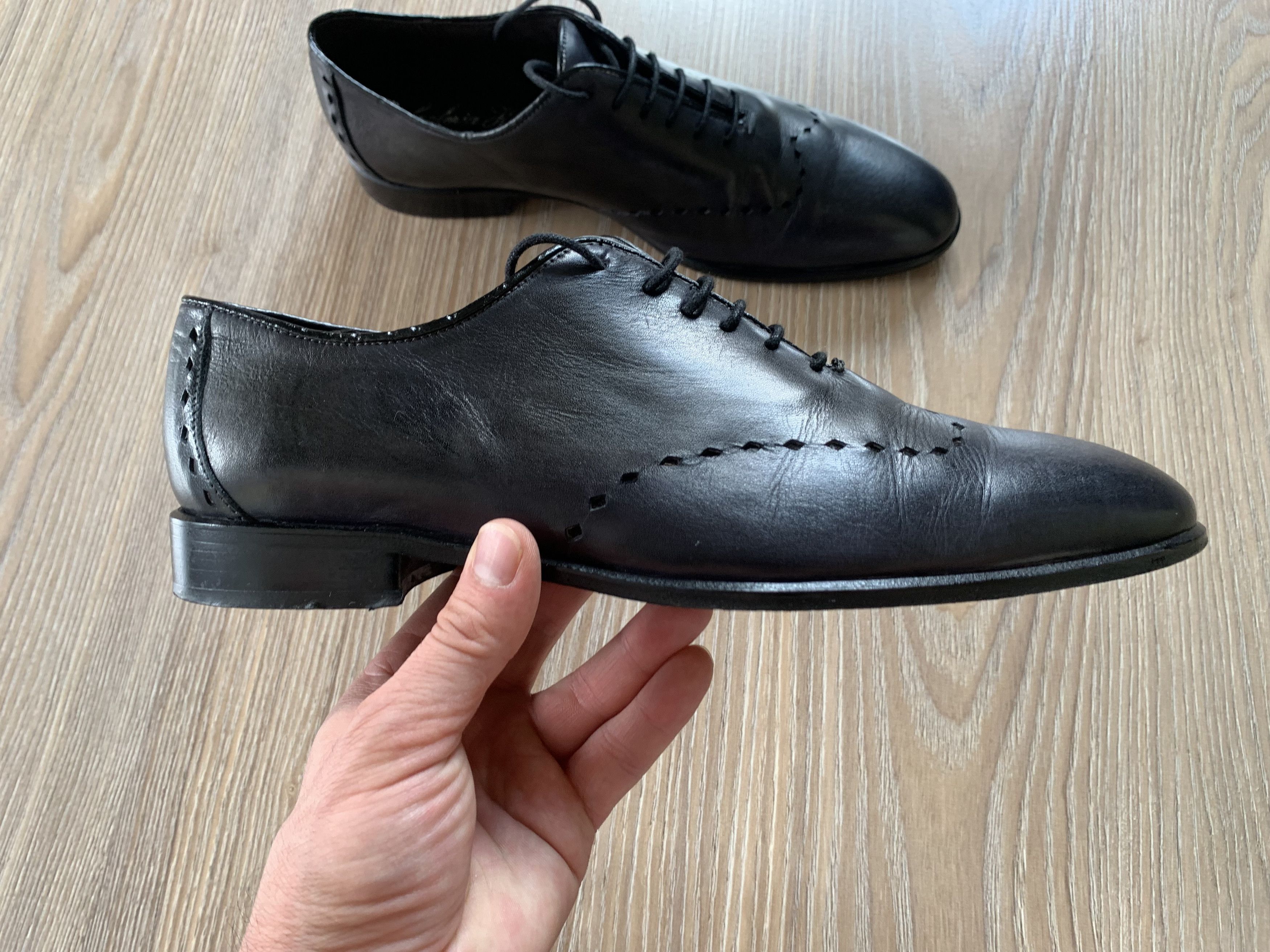 Santoni Fatte A Mano Italian Leather Oxford Shoes Size US 7.5 / EU 40-41 - 3 Thumbnail