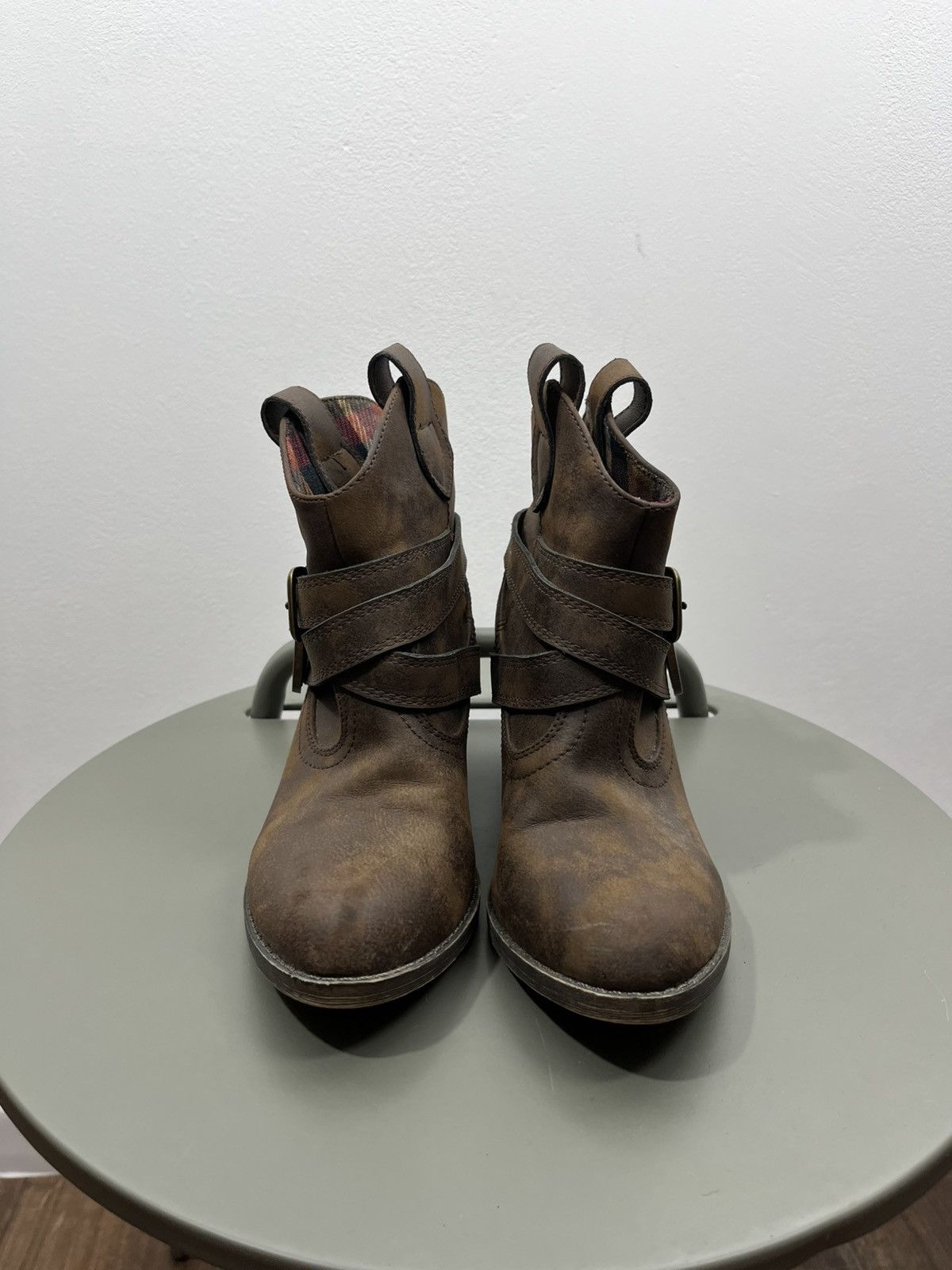 Other Brown Western Ankle Boots Buckle Strap Distressed Heel US5.5 Size US 5.5 / IT 35.5 - 4 Thumbnail