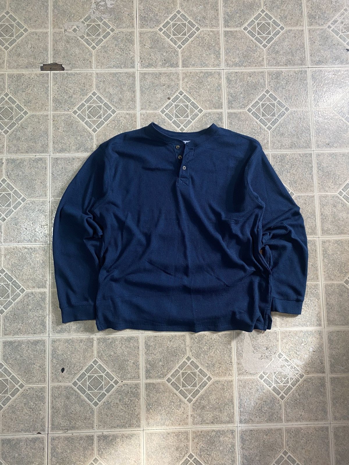 Other Vintage Y2K waffle knit thermal long sleeve Henley blue Size US XL / EU 56 / 4 - 1 Thumbnail
