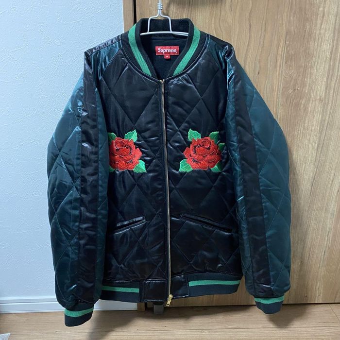 Supreme Supreme FW2013 Satin Quilted Rose Bomber Jacket | Grailed