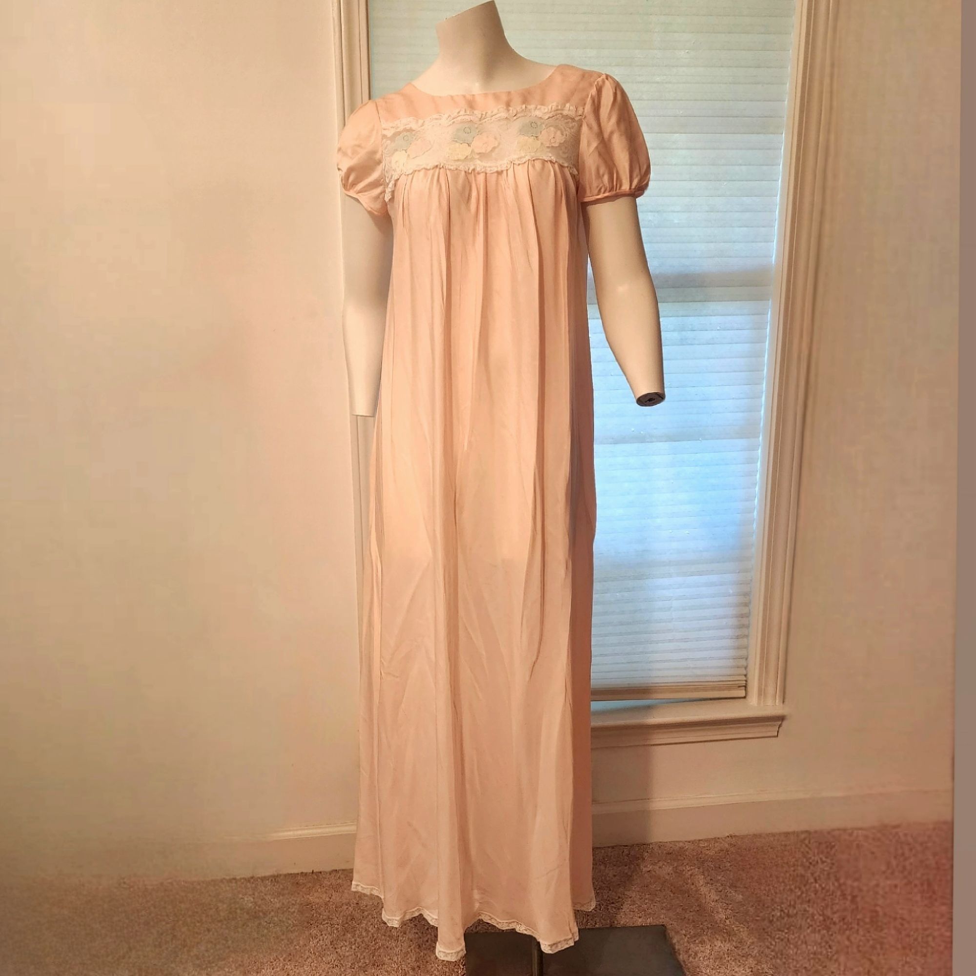 Vintage Christian Dior Nightgown Silk Long Lacy Retro Dress