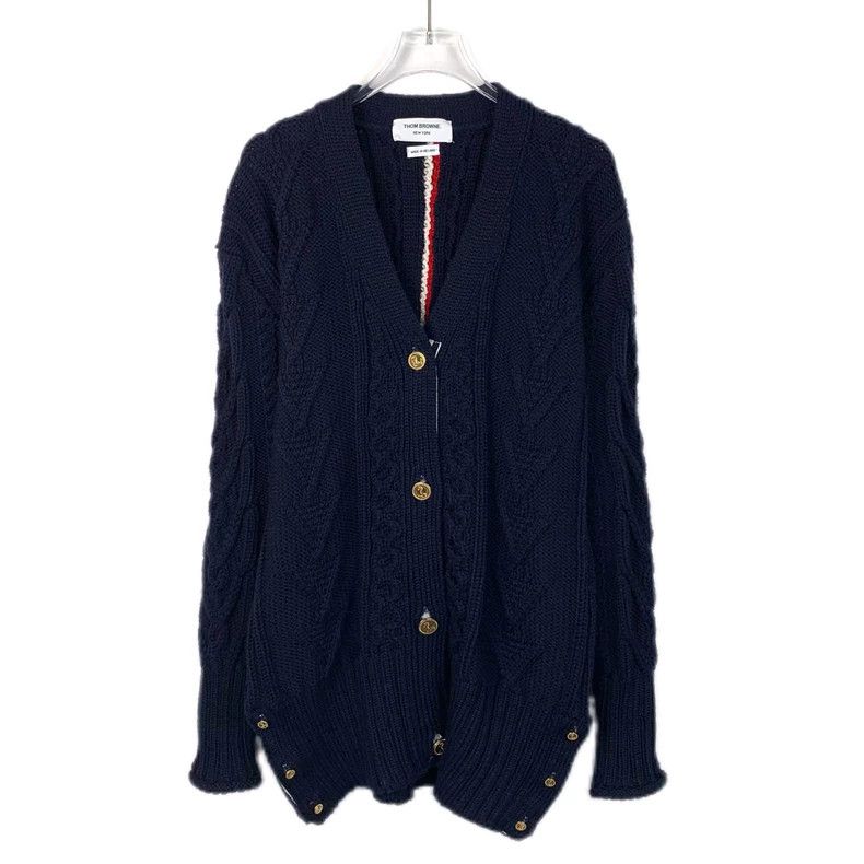 Thom Browne Thom Browne Dark blue back striped wool knitted cardigan ja Size US XS / EU 42 / 0 - 1 Thumbnail