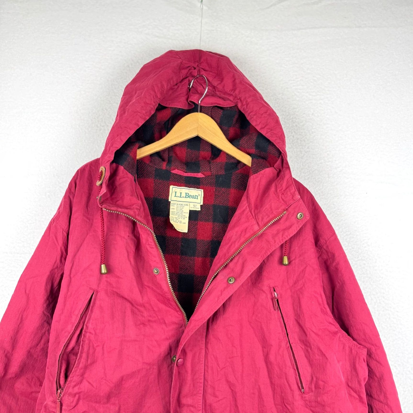 Vintage VINTAGE L.L. Bean Jacket Parka Hooded Wool Flannel Lined Red XL Mens 90s Size US XL / EU 56 / 4 - 4 Thumbnail