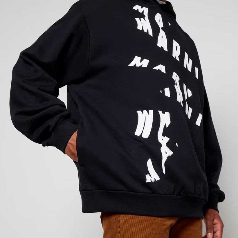 Marni o1y0225 Logo Hoodie in White/Black Size US M / EU 48-50 / 2 - 2 Thumbnail