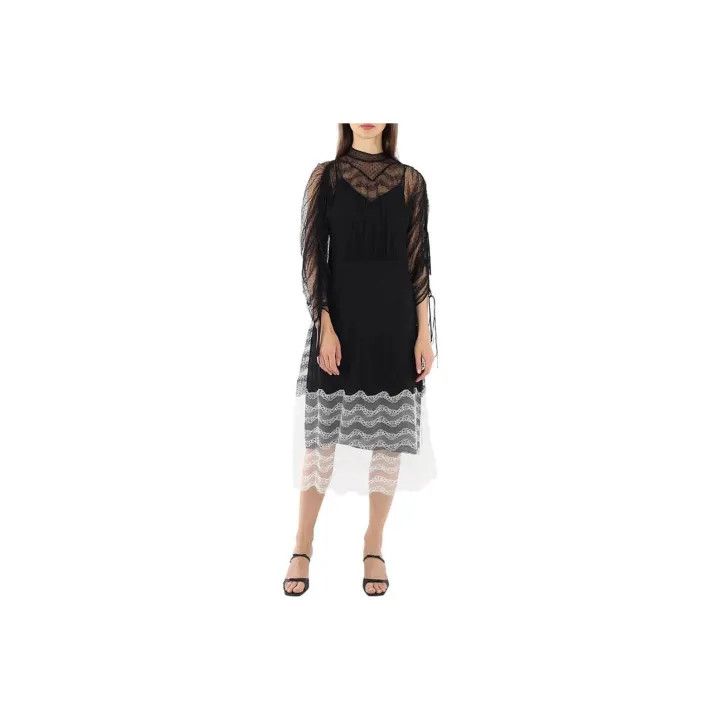 Burberry Burberry Black and White Lace Long Sleeve Dress 0079 Size XS / US 0-2 / IT 36-38 - 1 Thumbnail