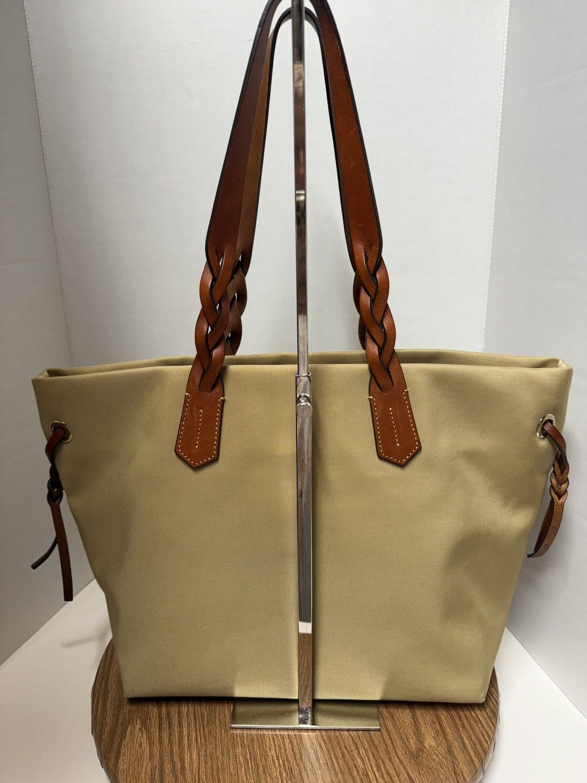 Dooney & Bourke Dooney & Bourke Khaki Nylon Tote Braided Leather Handles Size ONE SIZE - 4 Thumbnail