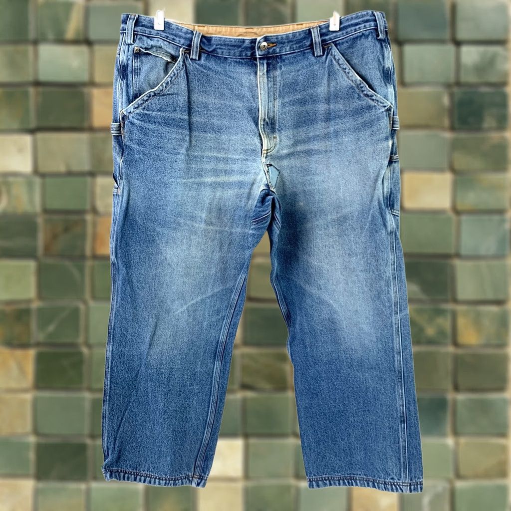 Duluth Trading Company Duluth Trading Co Mens Jeans 44x30 Blue Denim Carpenter Straight PATCHED Size US 44 / EU 60 - 1 Thumbnail